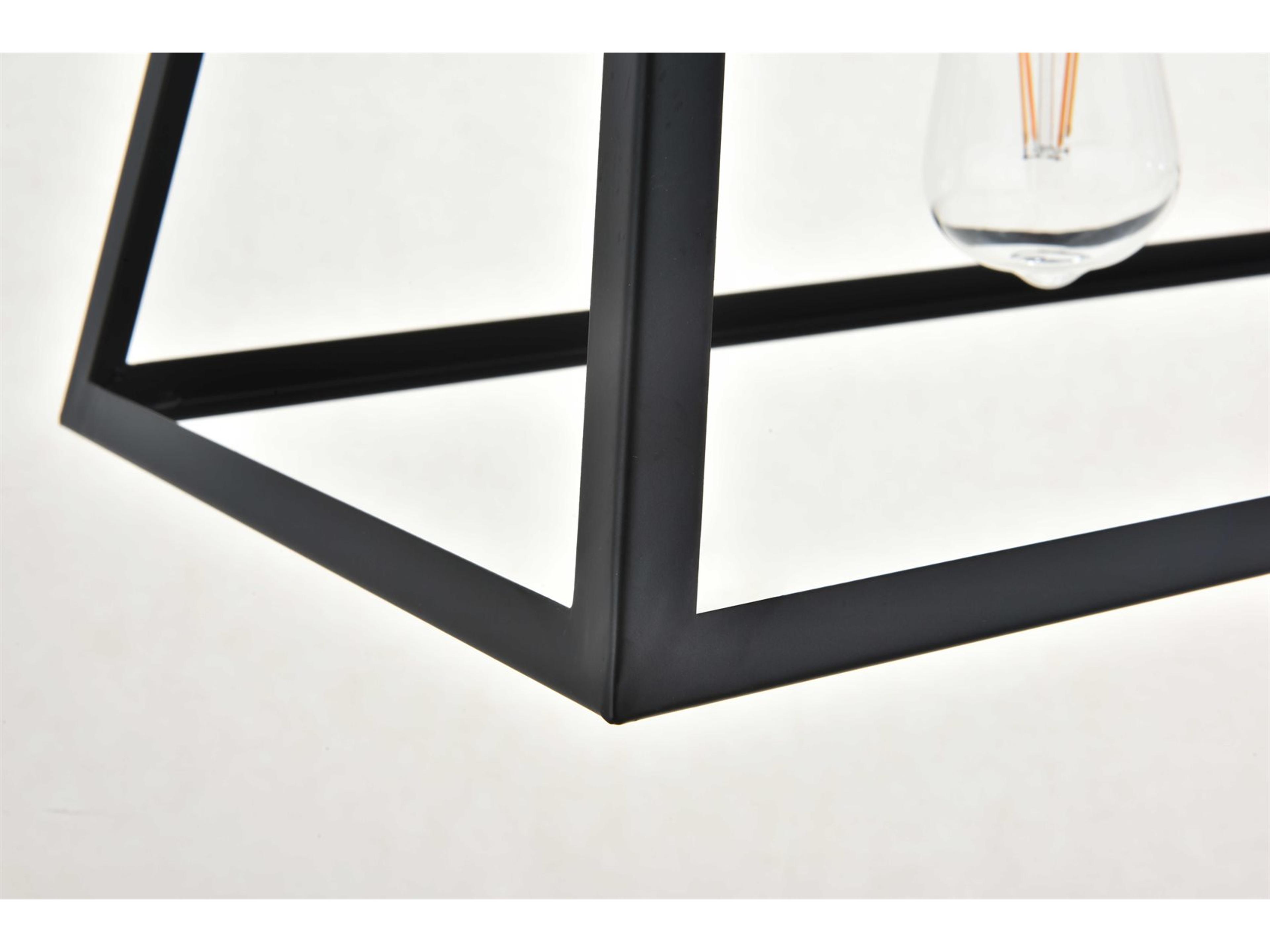 Elegant Lighting Resolute 4-Light Black Geometric Island Pendant
