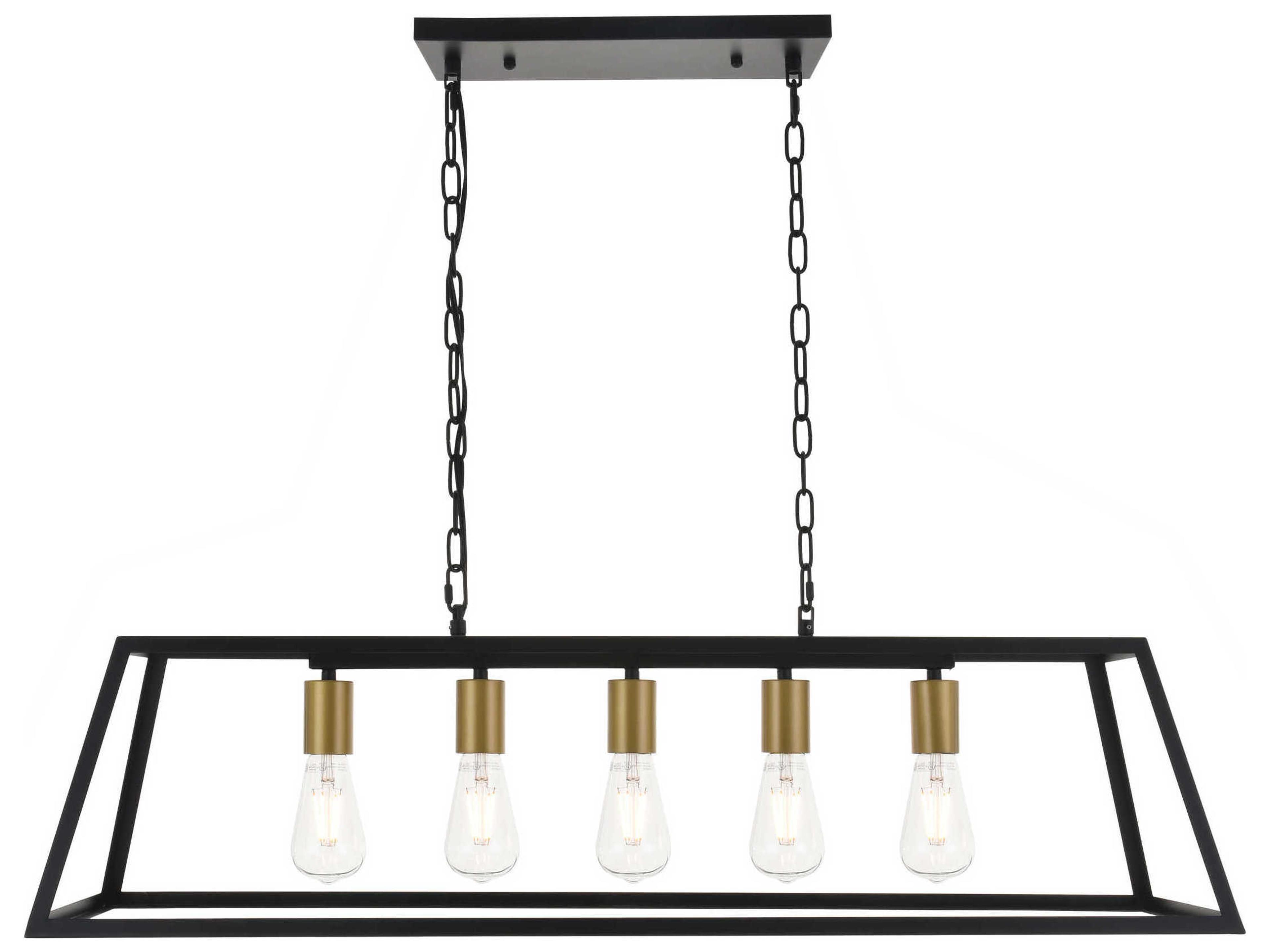 Elegant Lighting Resolute 5-Light Black Geometric Island Pendant