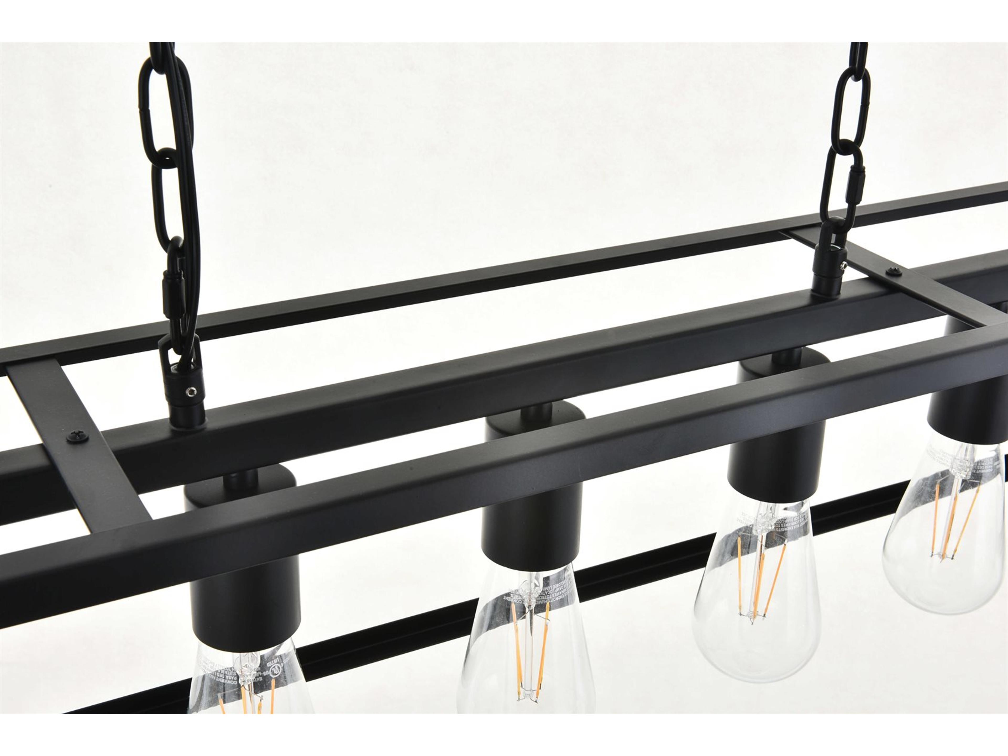 Elegant Lighting Resolute 5-Light Black Geometric Island Pendant