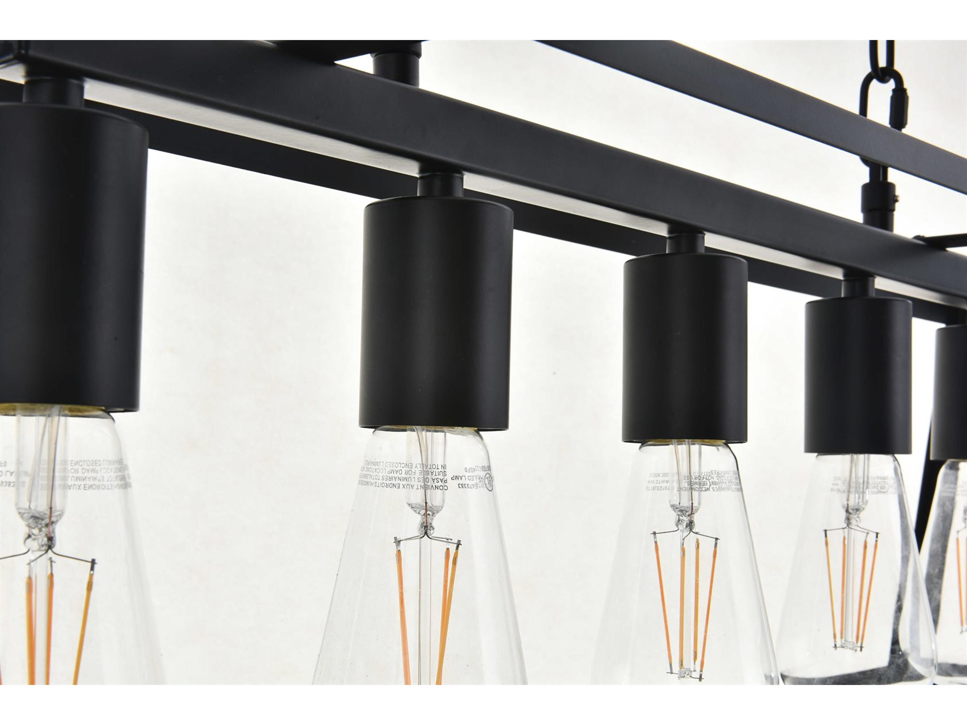 Elegant Lighting Resolute 5-Light Black Geometric Island Pendant