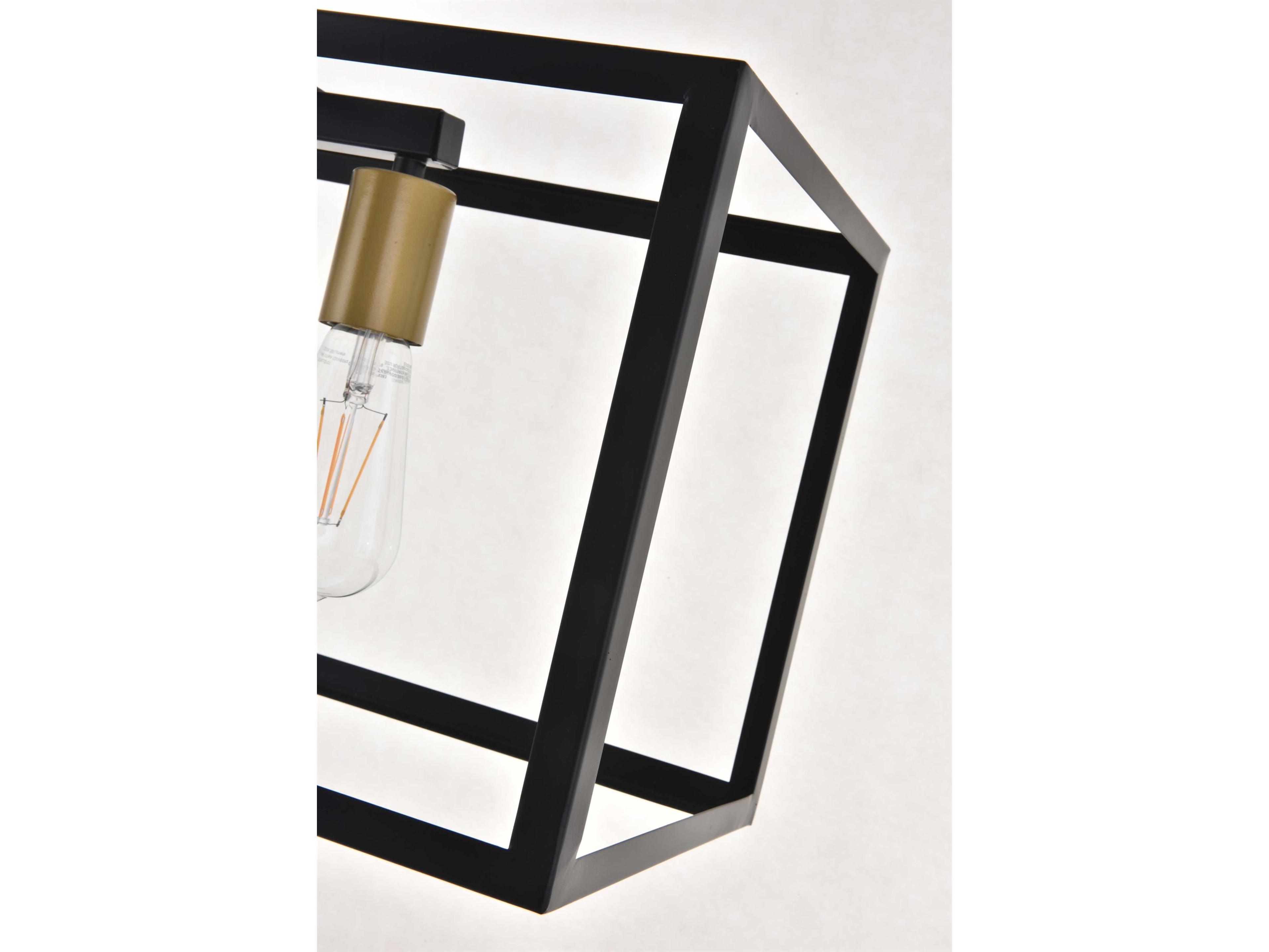 Elegant Lighting Resolute 3-Light Black Geometric Island Pendant