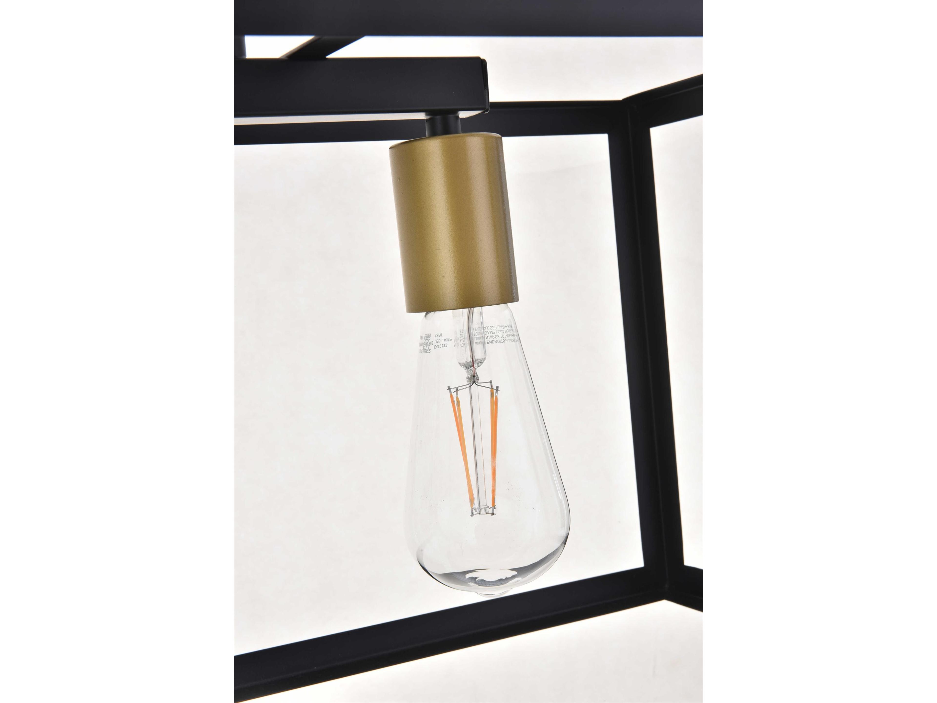 Elegant Lighting Resolute 3-Light Black Geometric Island Pendant