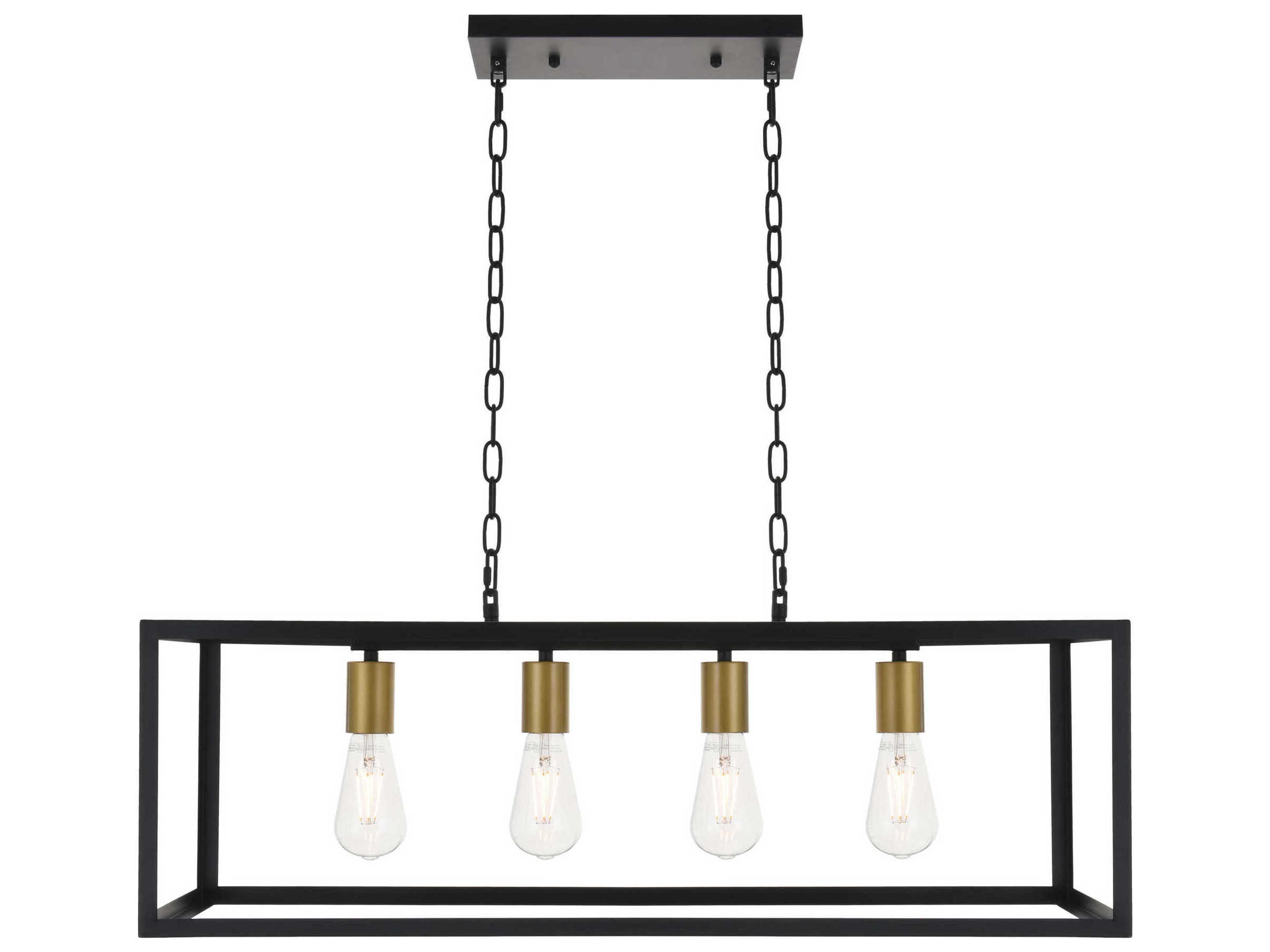 Elegant Lighting Resolute 4-Light Black Geometric Island Pendant