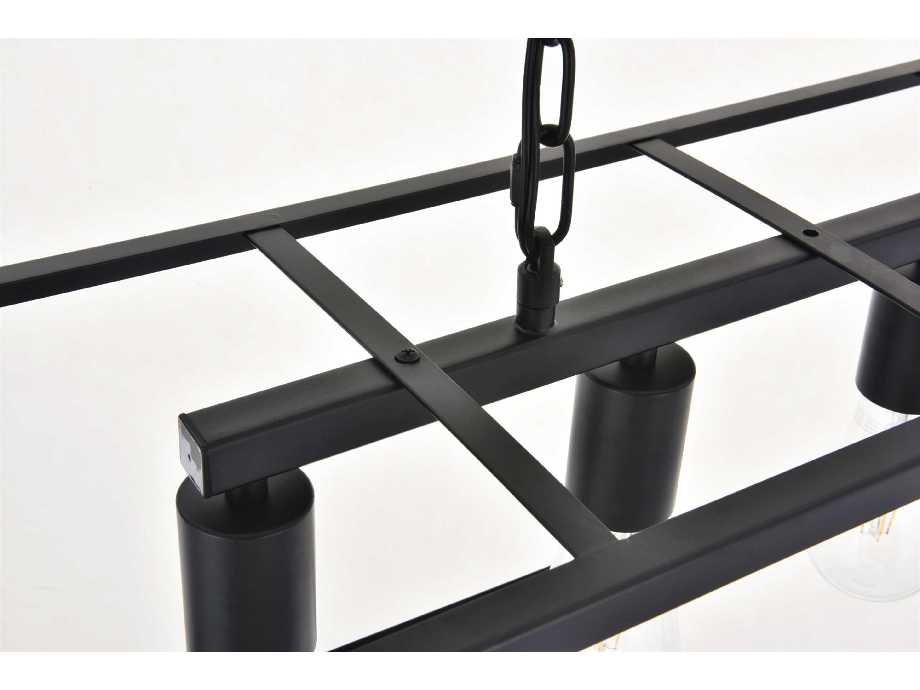 Elegant Lighting Resolute 4-Light Black Geometric Island Pendant