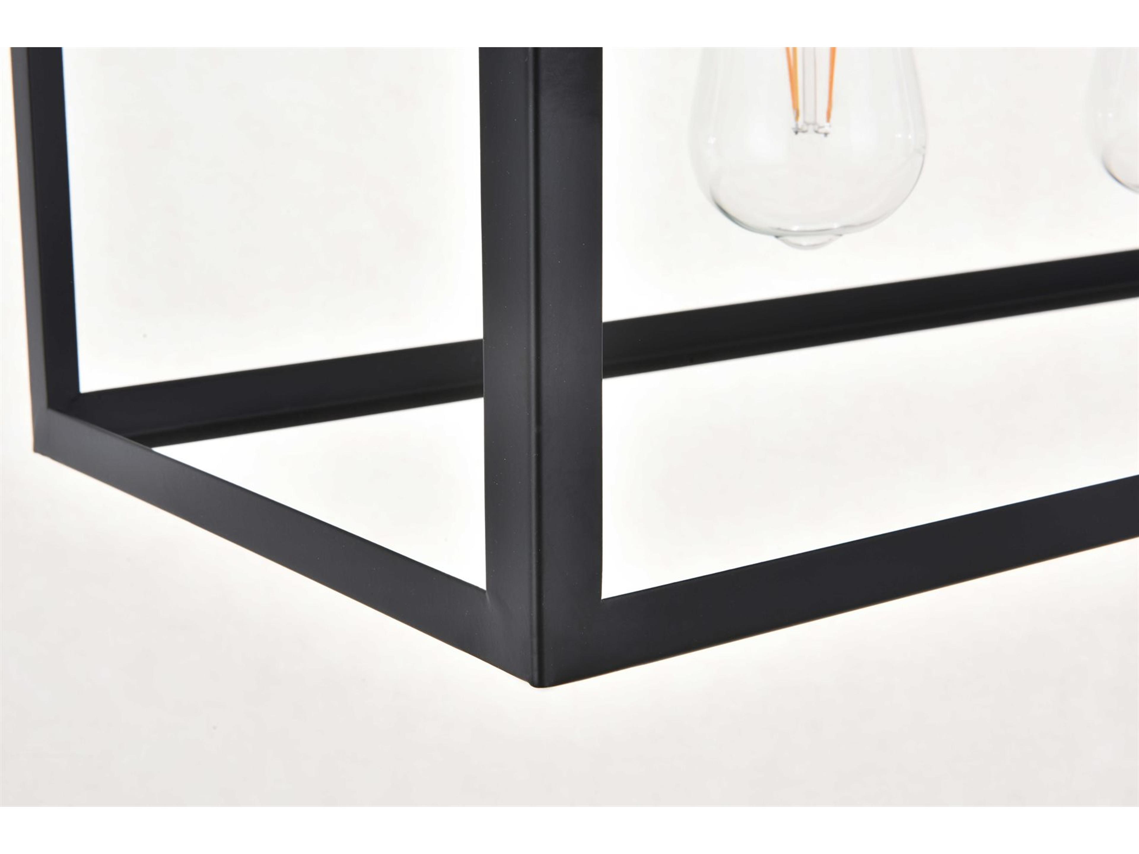 Elegant Lighting Resolute 4-Light Black Geometric Island Pendant