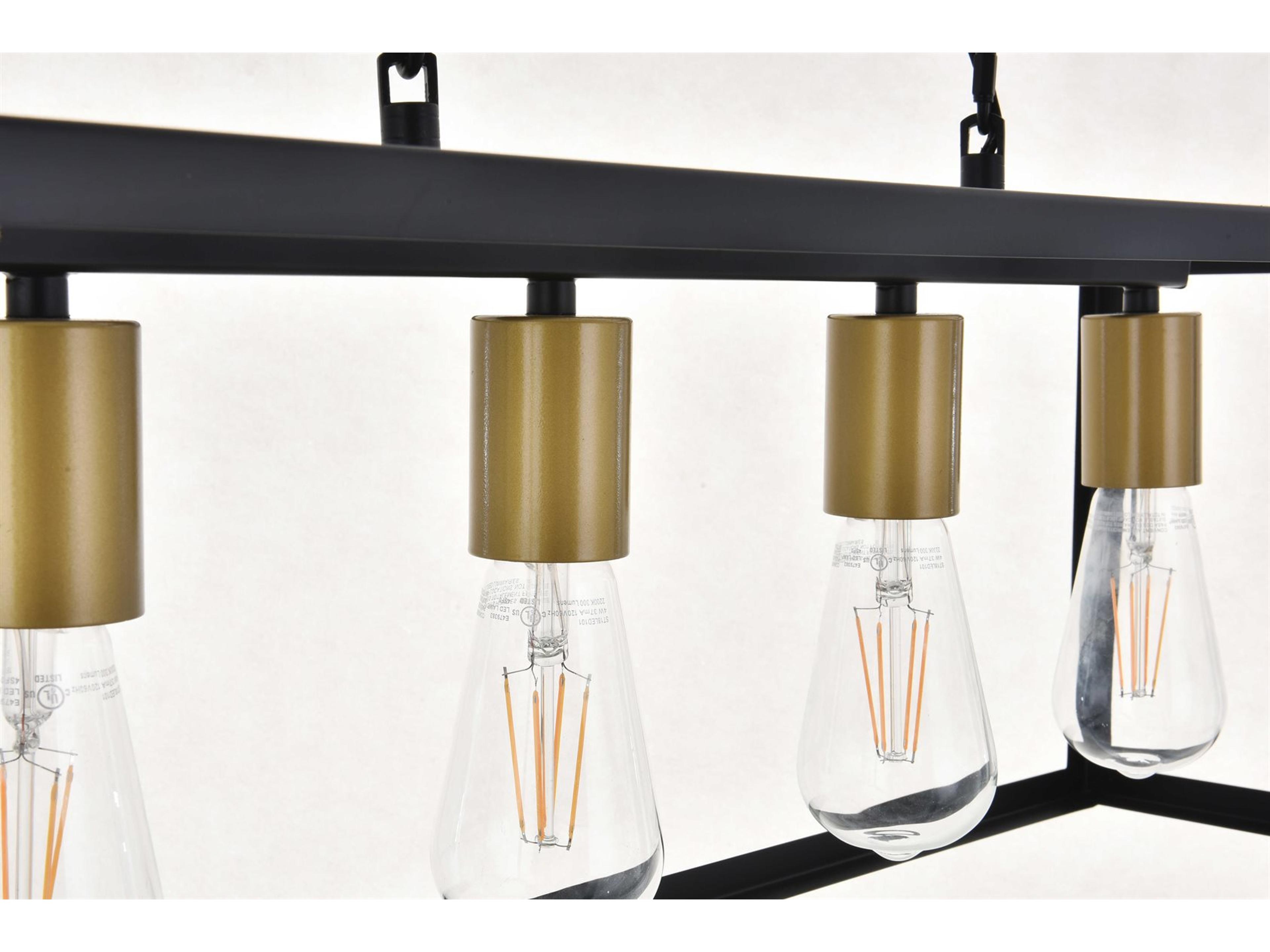 Elegant Lighting Resolute 5-Light Black Geometric Island Pendant