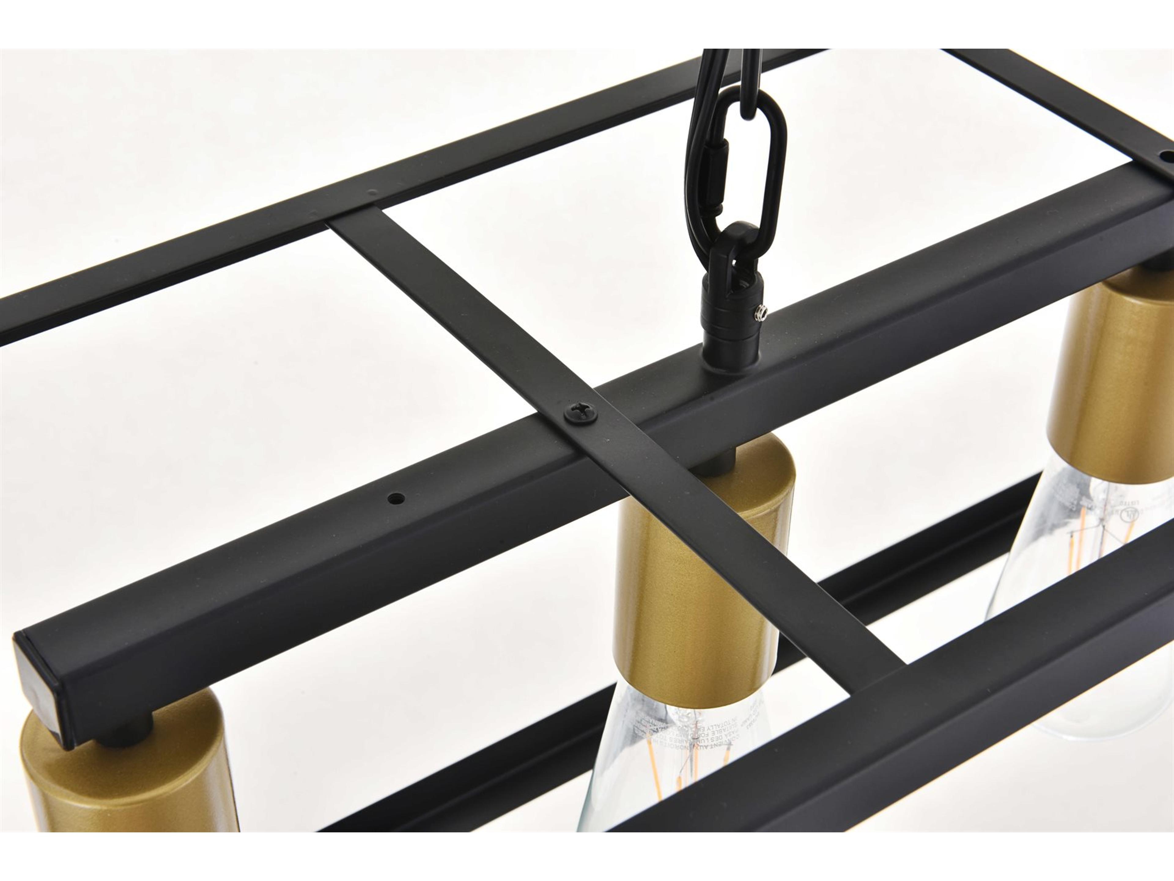 Elegant Lighting Resolute 5-Light Black Geometric Island Pendant