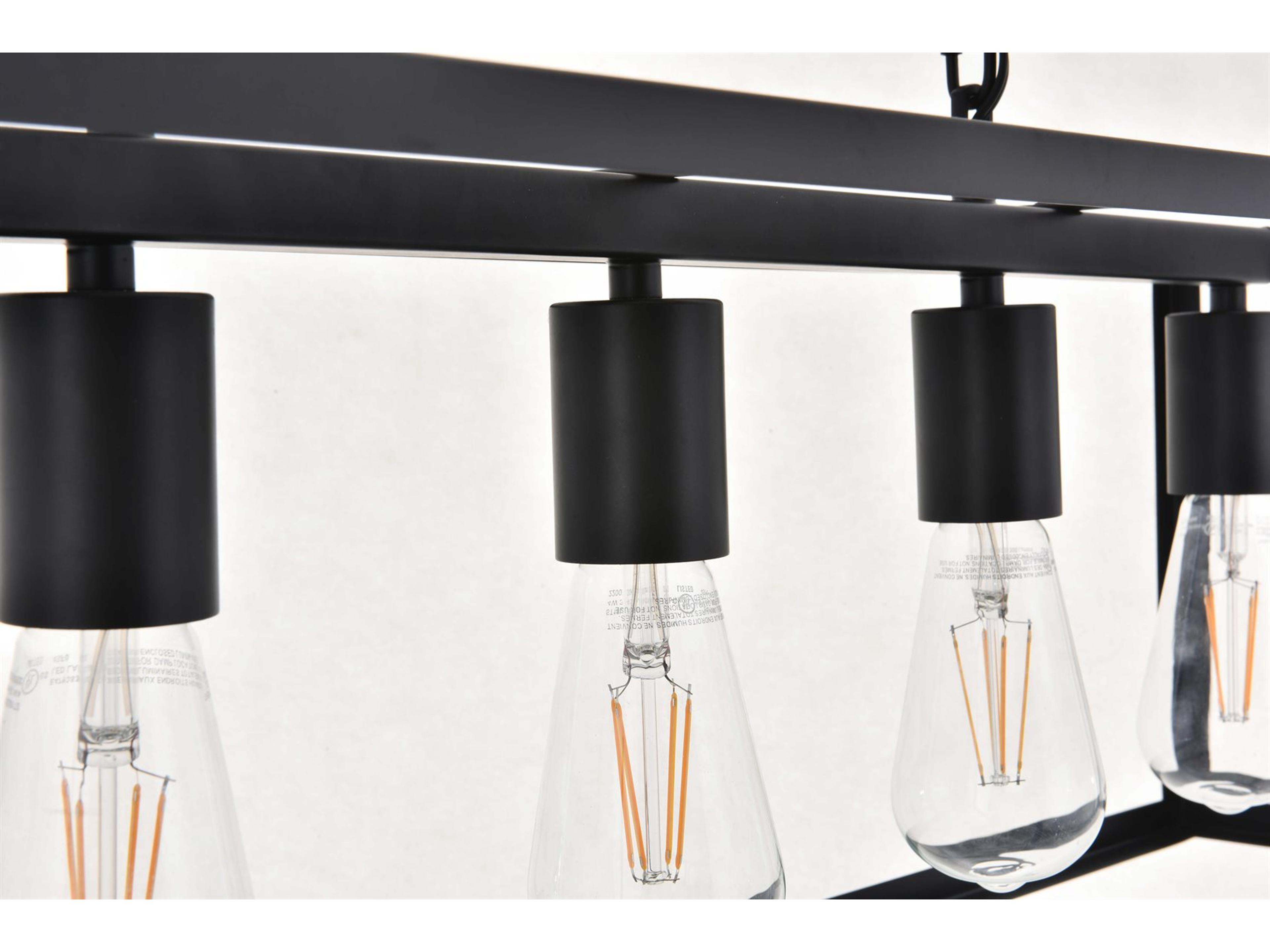 Elegant Lighting Resolute 5-Light Black Geometric Island Pendant