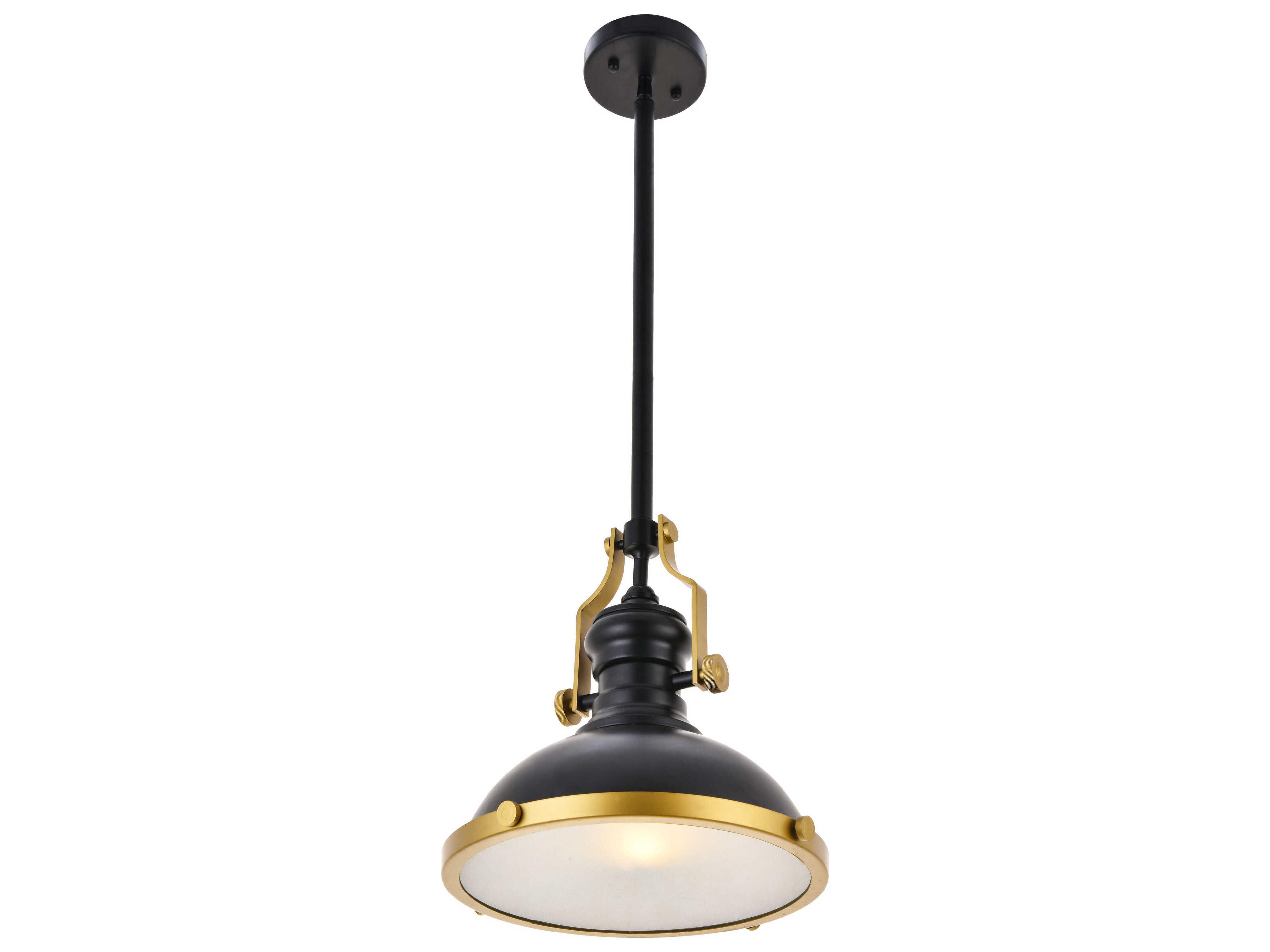 Elegant Lighting Eamon 1-Light Matte Black Brass Bowl Pendant