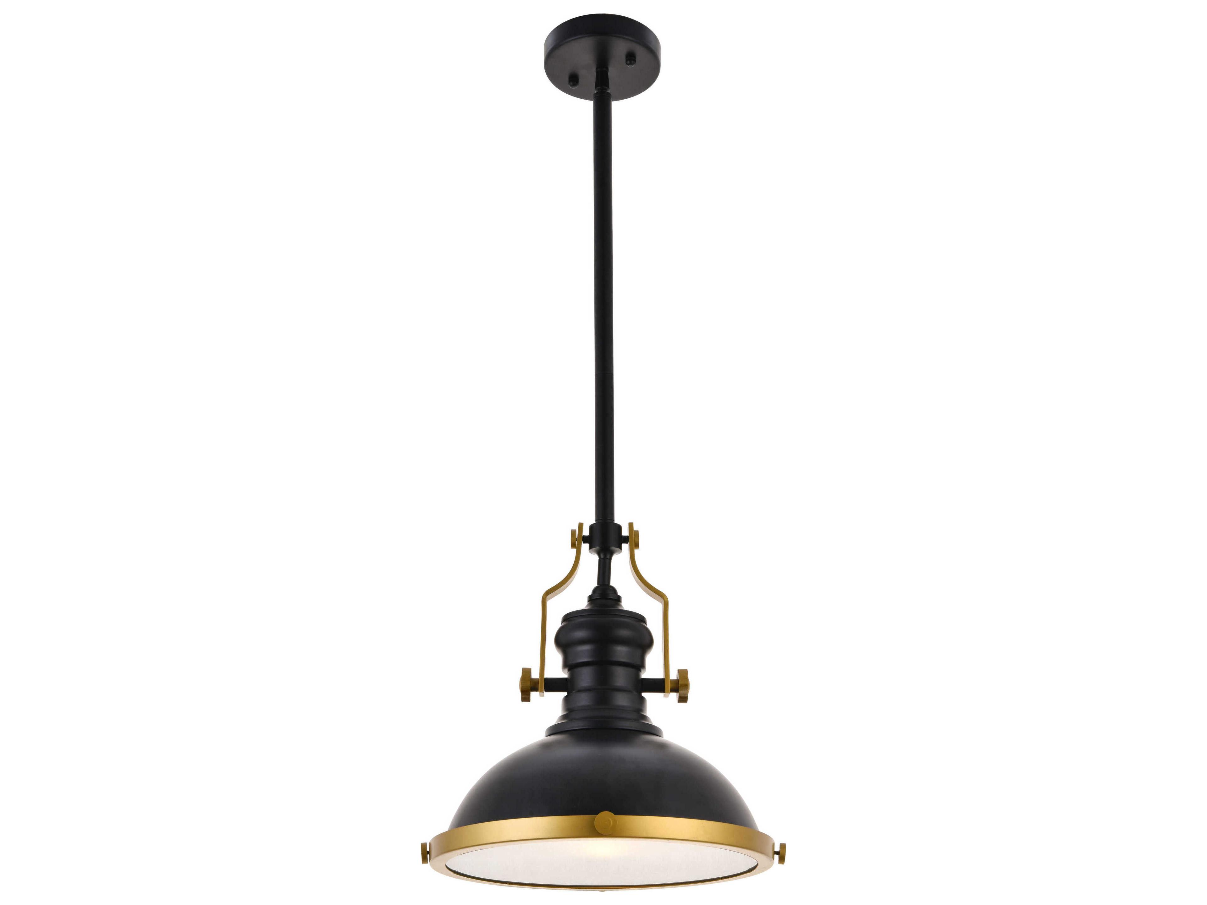 Elegant Lighting Eamon 1-Light Matte Black Brass Bowl Pendant