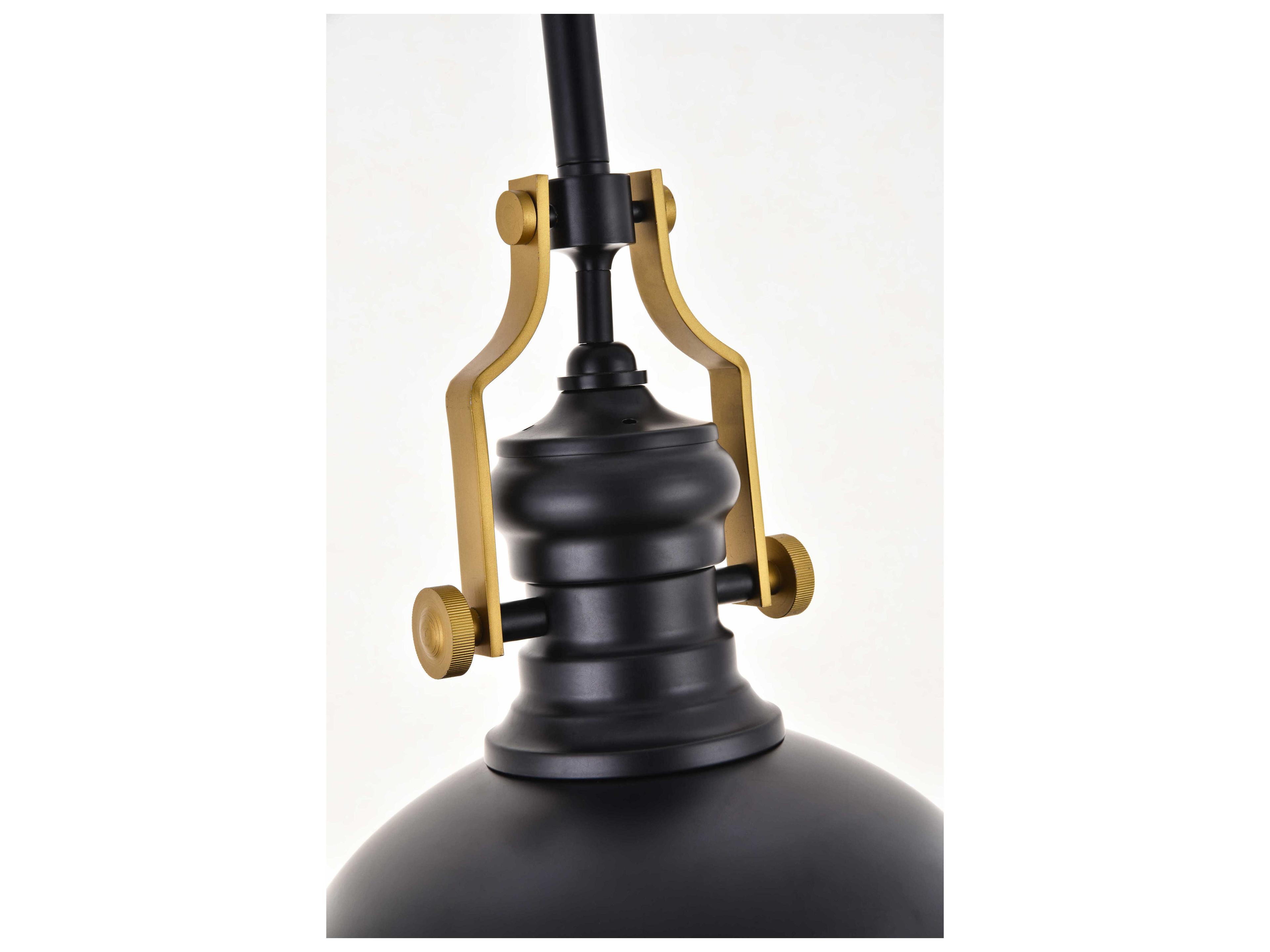 Elegant Lighting Eamon 1-Light Matte Black Brass Bowl Pendant