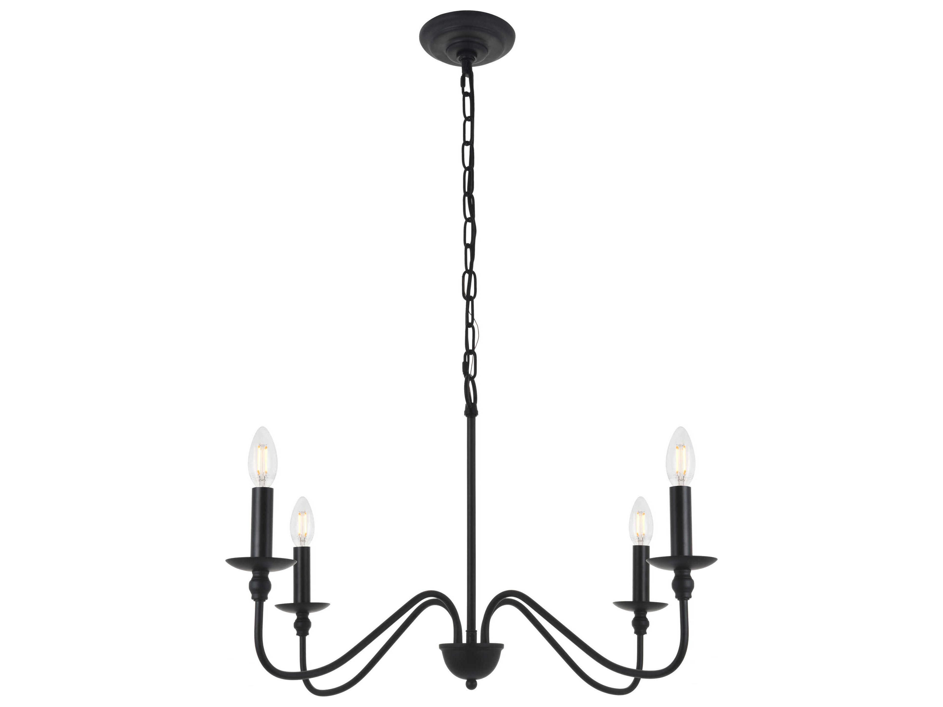Elegant Lighting Rohan 4-Light Matte Black Candelabra Chandelier