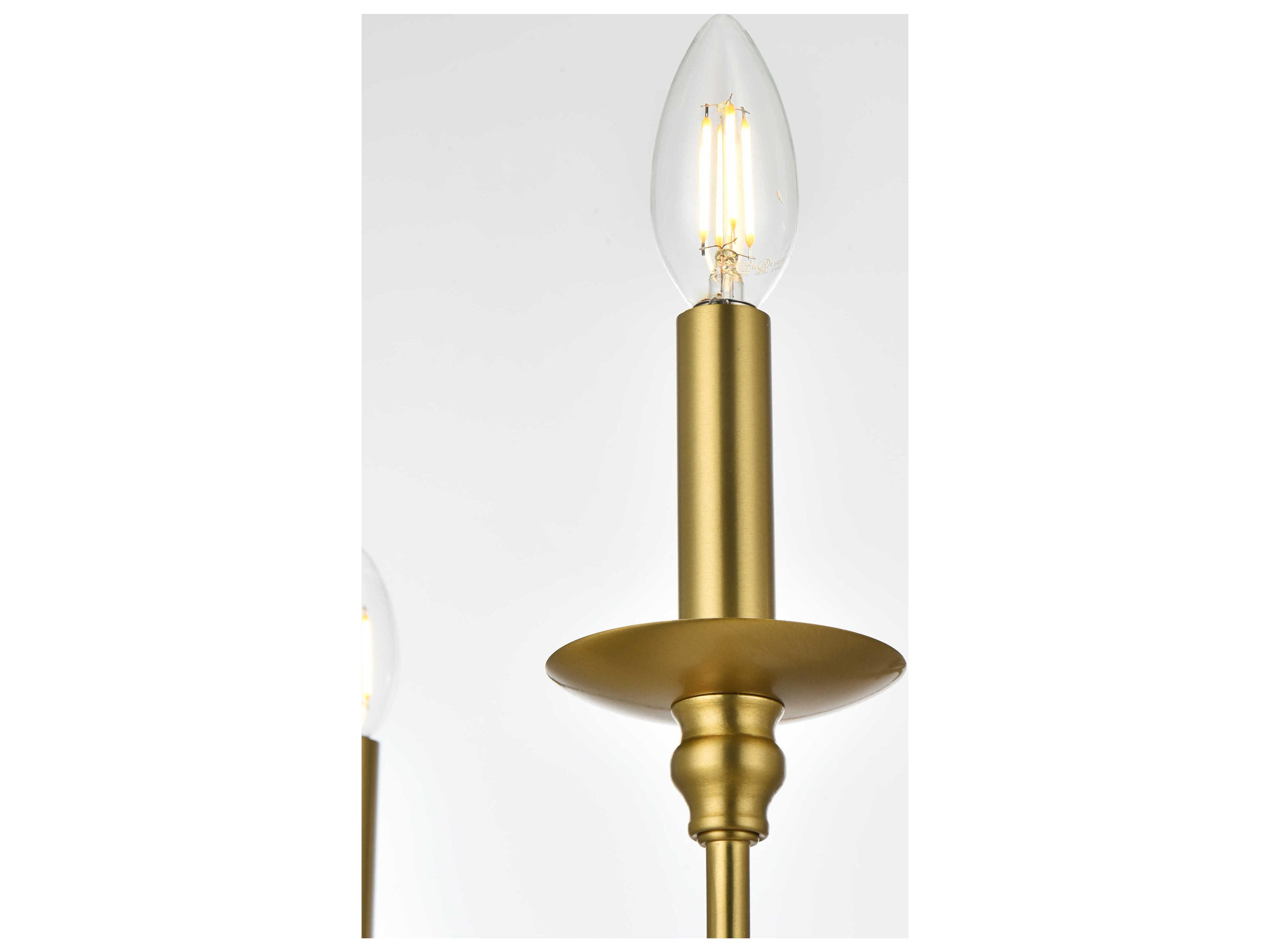 Elegant Lighting Rohan 4-Light Satin Gold Candelabra Chandelier