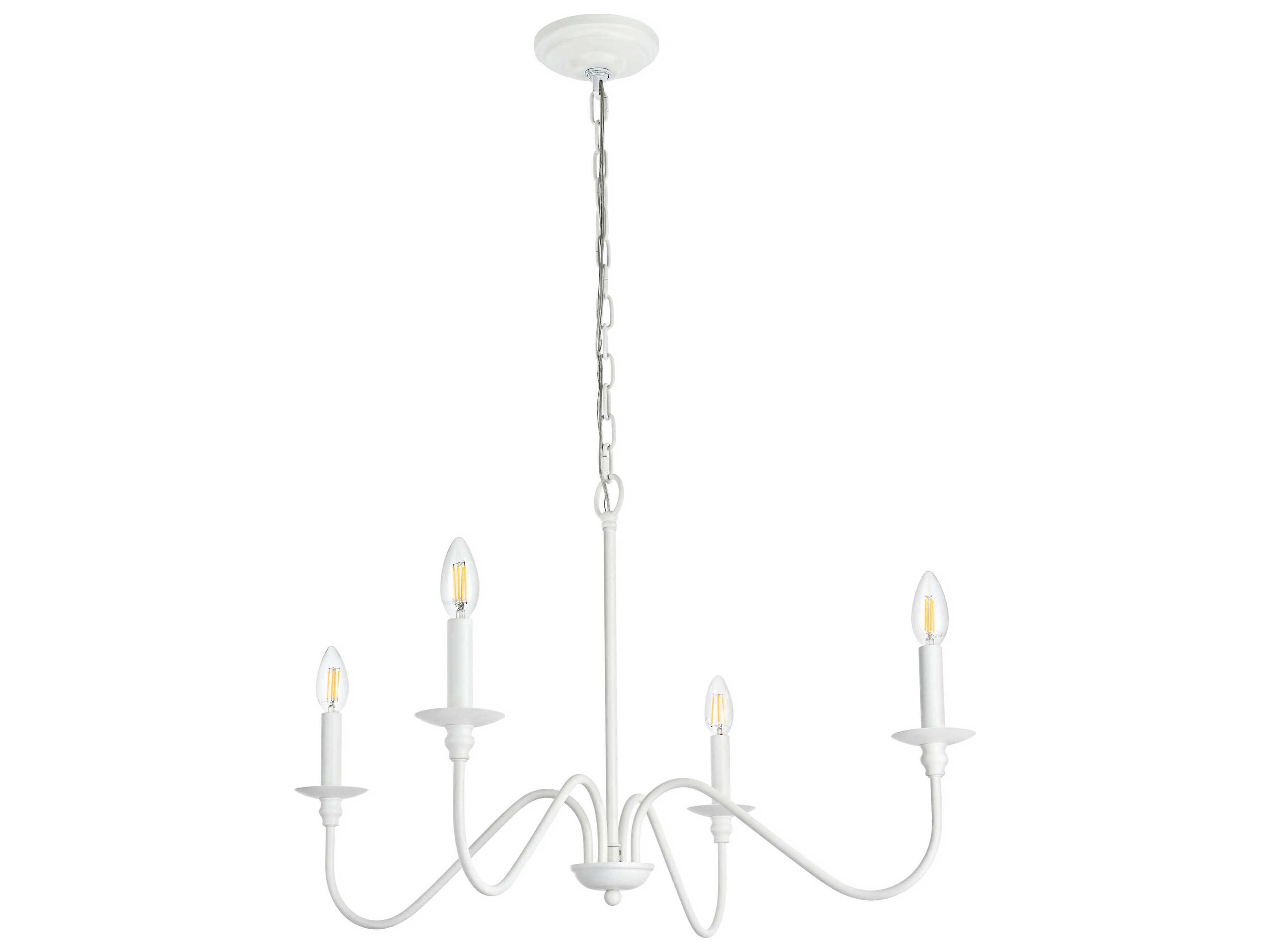 Elegant Lighting Rohan 4-Light White Candelabra Chandelier