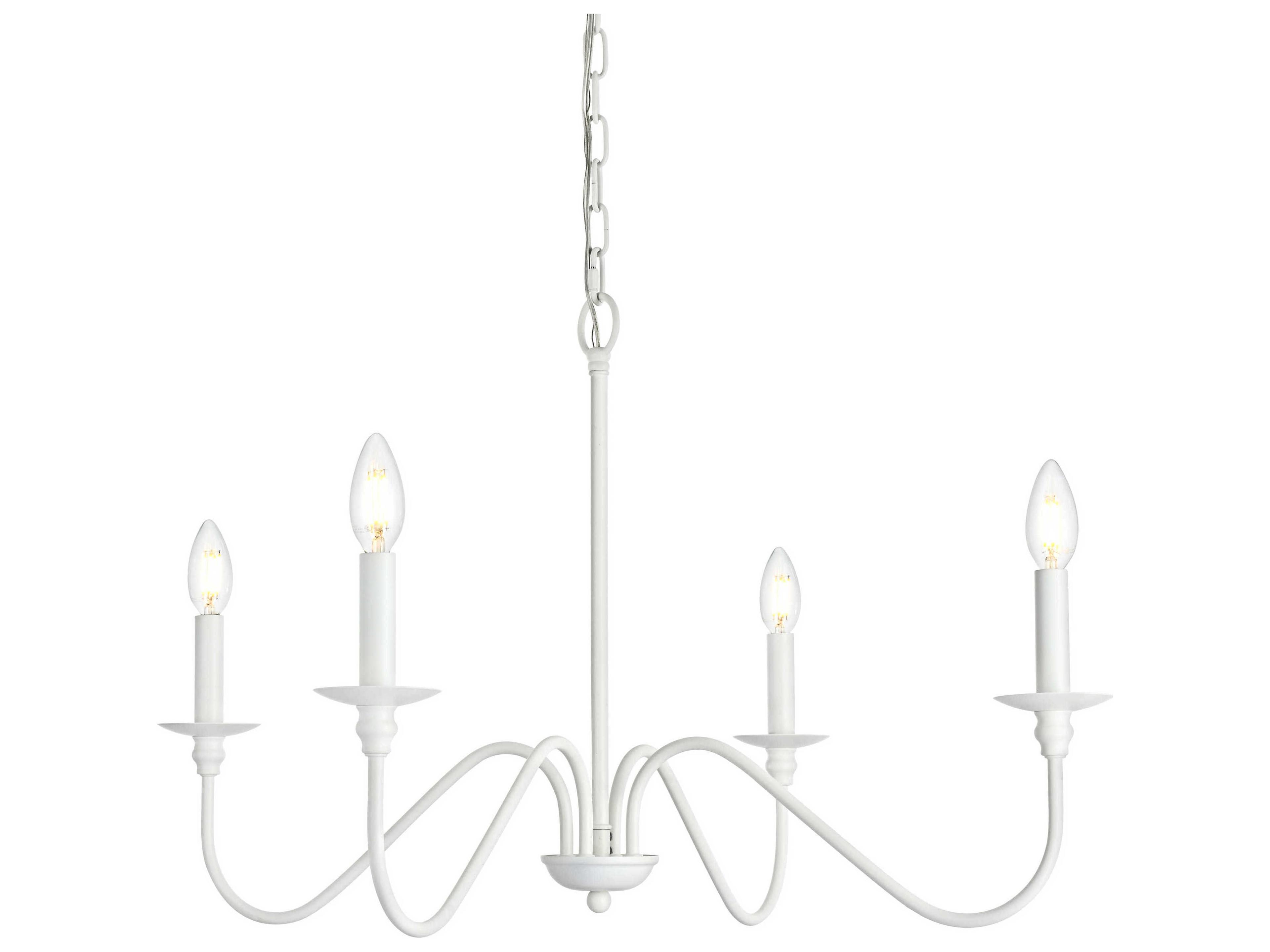 Elegant Lighting Rohan 4-Light White Candelabra Chandelier