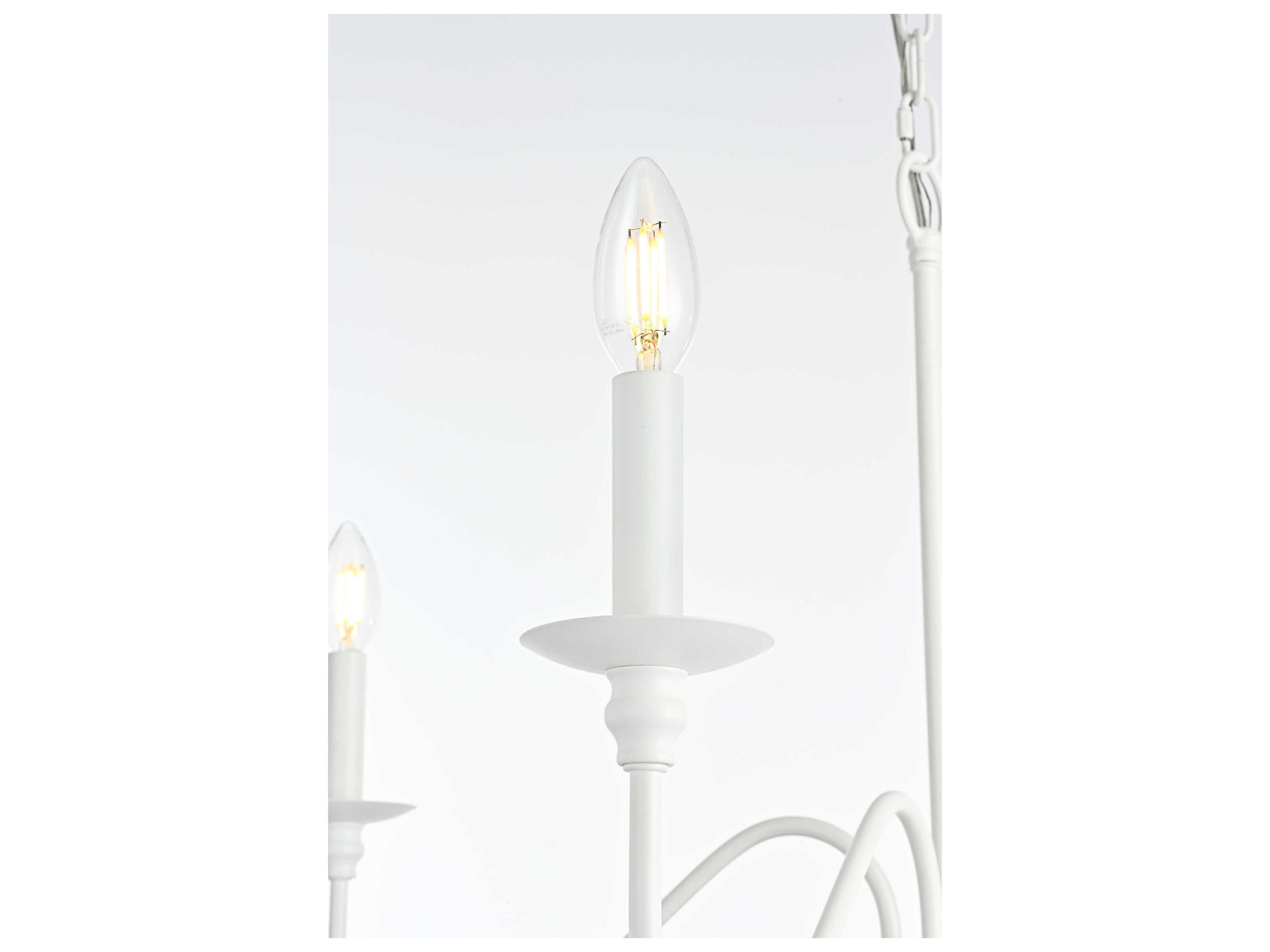 Elegant Lighting Rohan 4-Light White Candelabra Chandelier