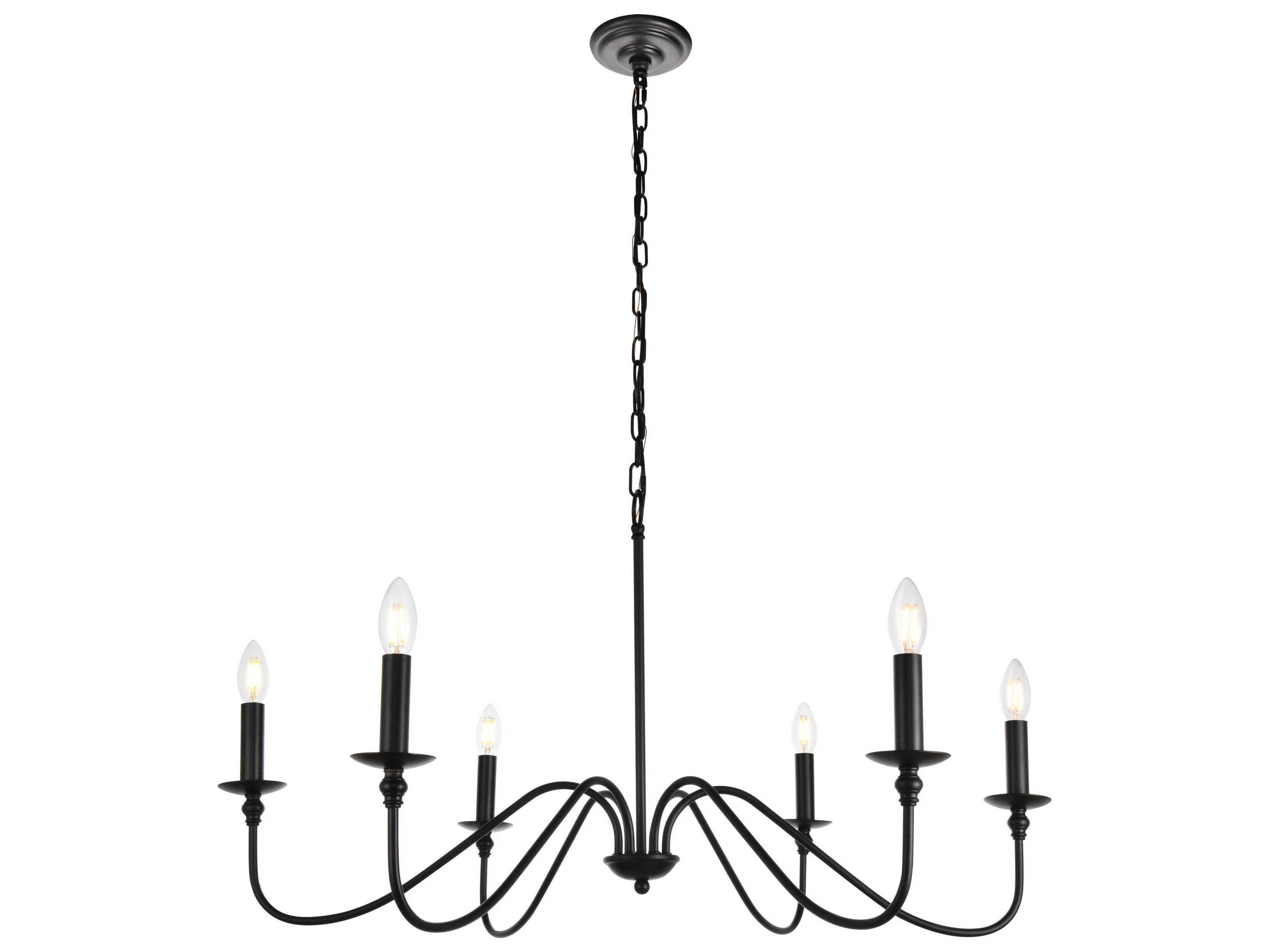 Rohan 6-Light Matte Black Candelabra Chandelier