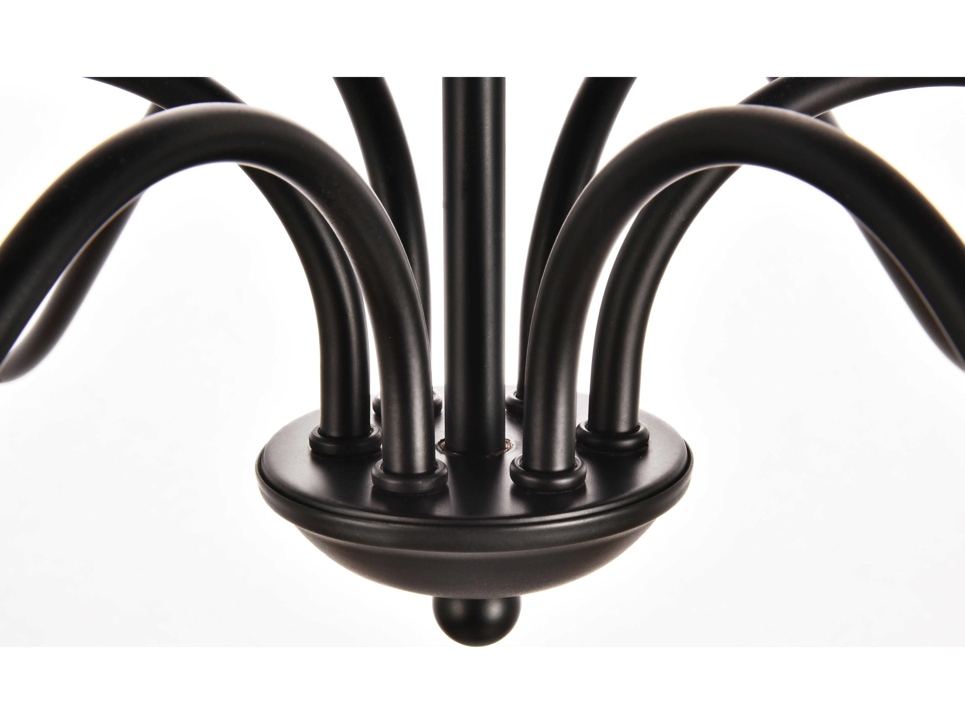 Elegant Lighting Rohan 6-Light Matte Black Candelabra Chandelier