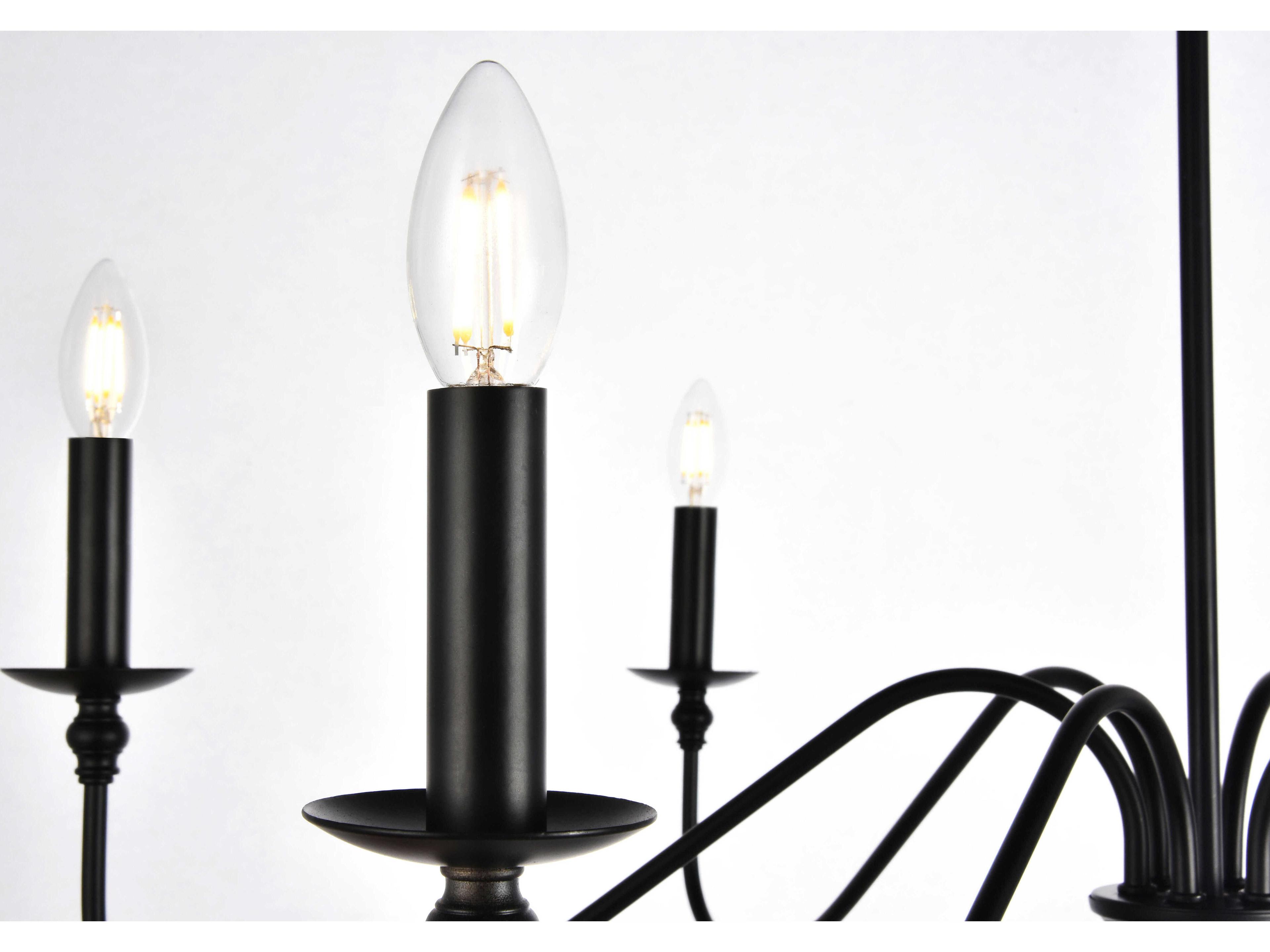 Elegant Lighting Rohan 6-Light Matte Black Candelabra Chandelier