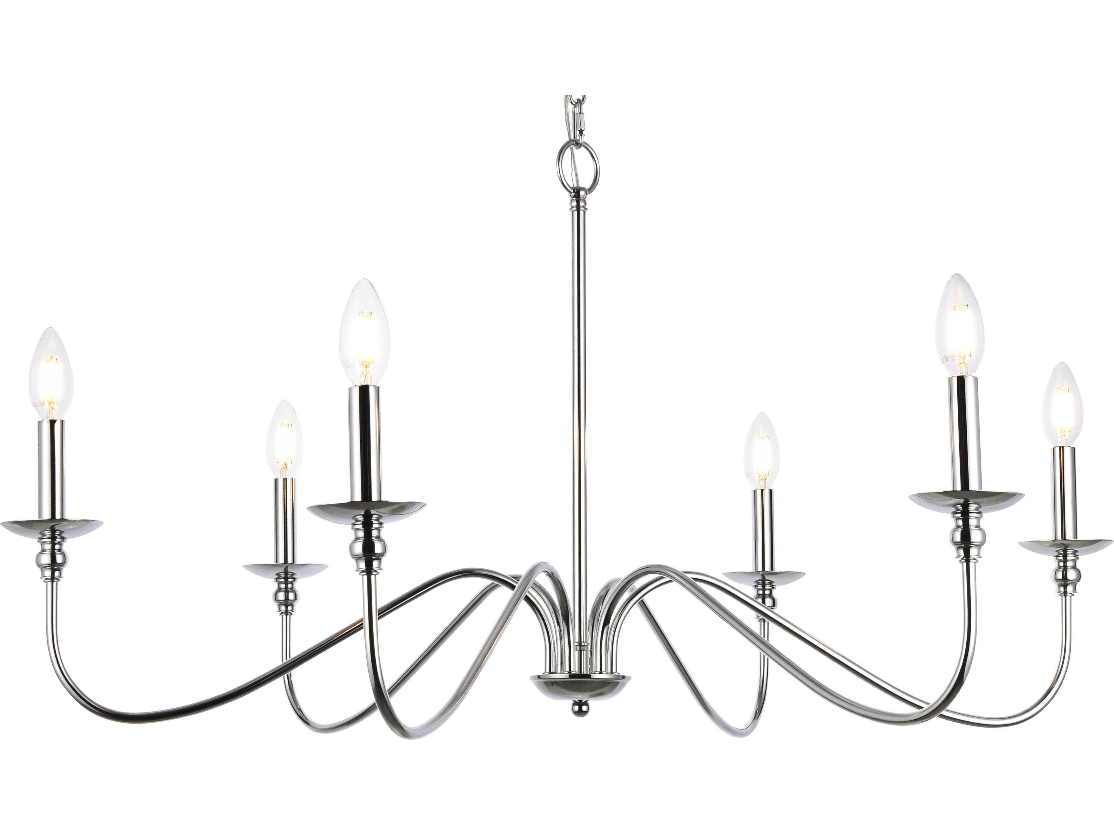 Elegant Lighting Rohan 6-Light Polished Nickel Candelabra Chandelier