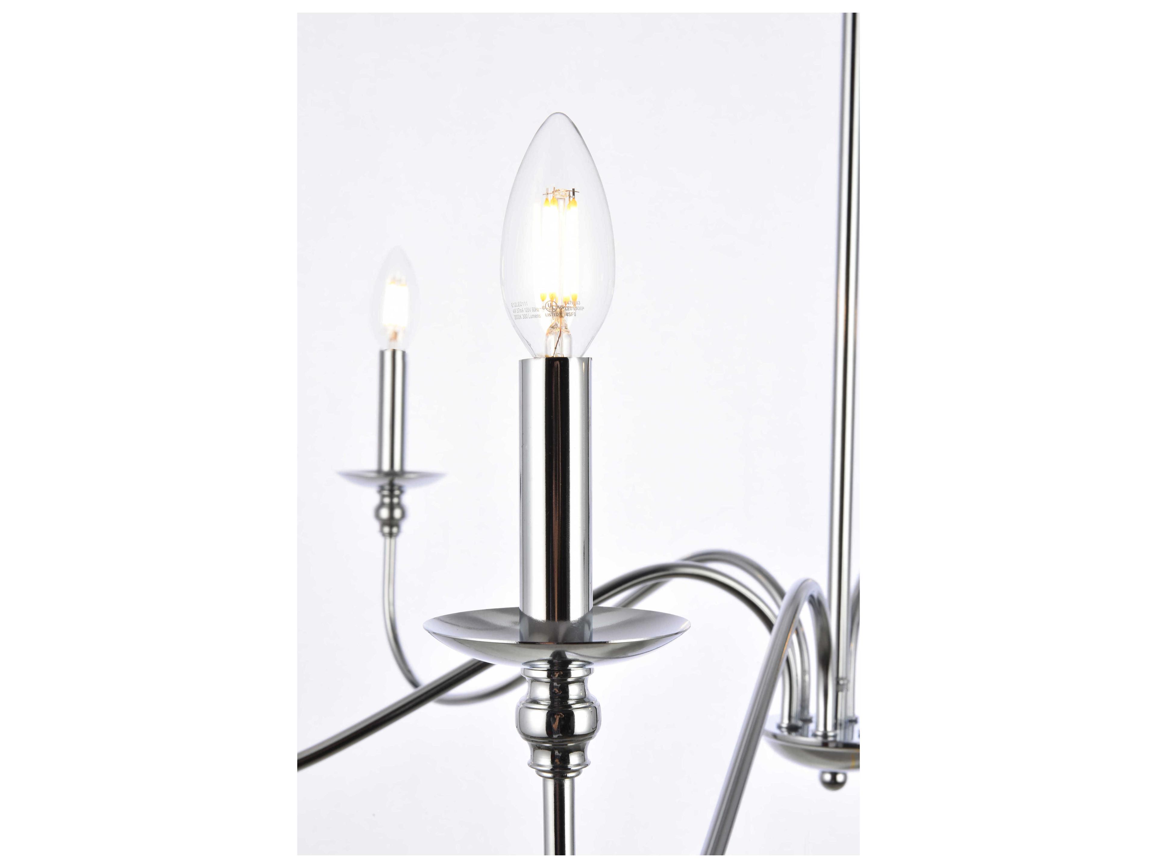 Elegant Lighting Rohan 6-Light Polished Nickel Candelabra Chandelier
