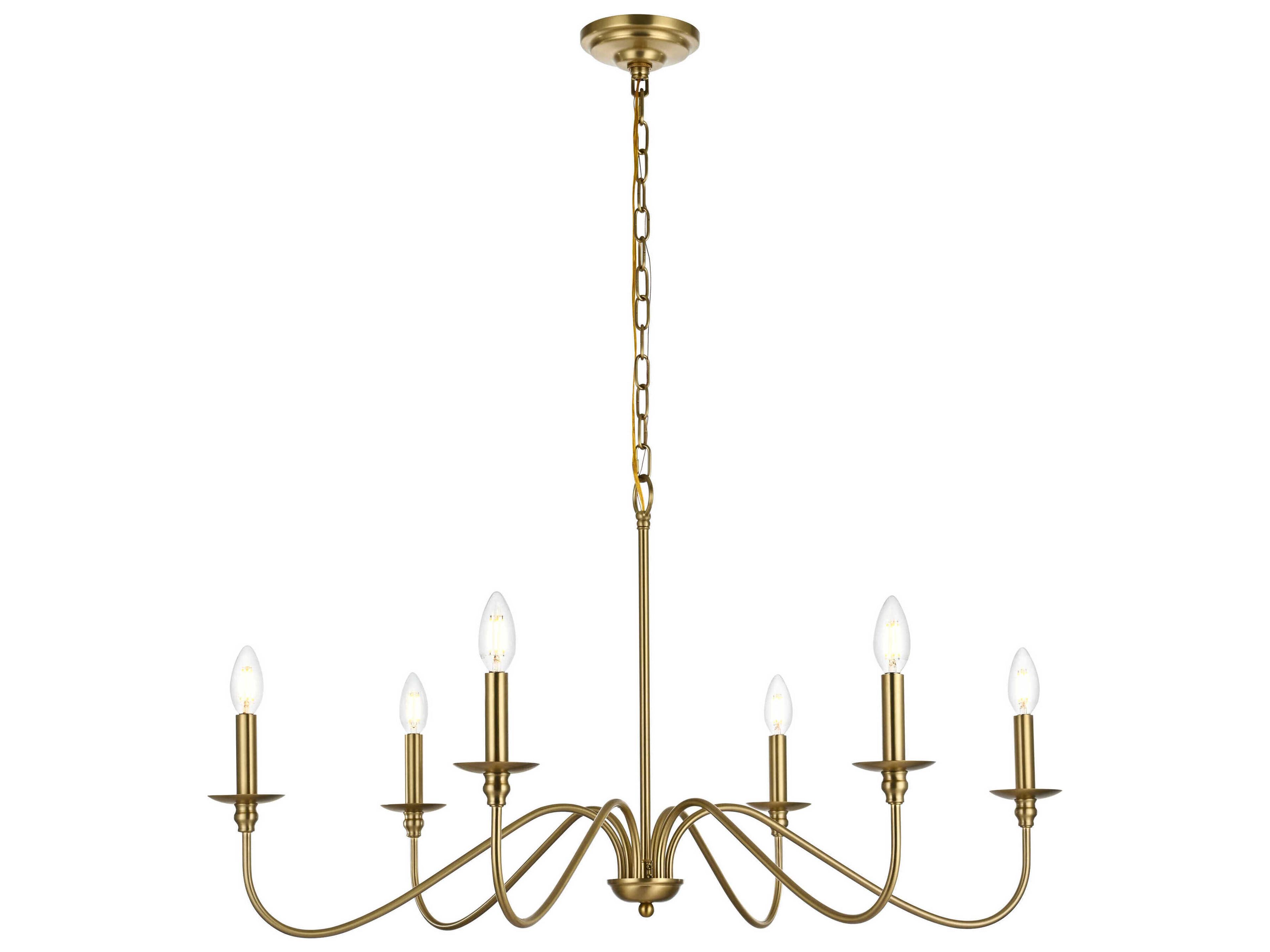 Rohan 6-Light Satin Gold Candelabra Chandelier