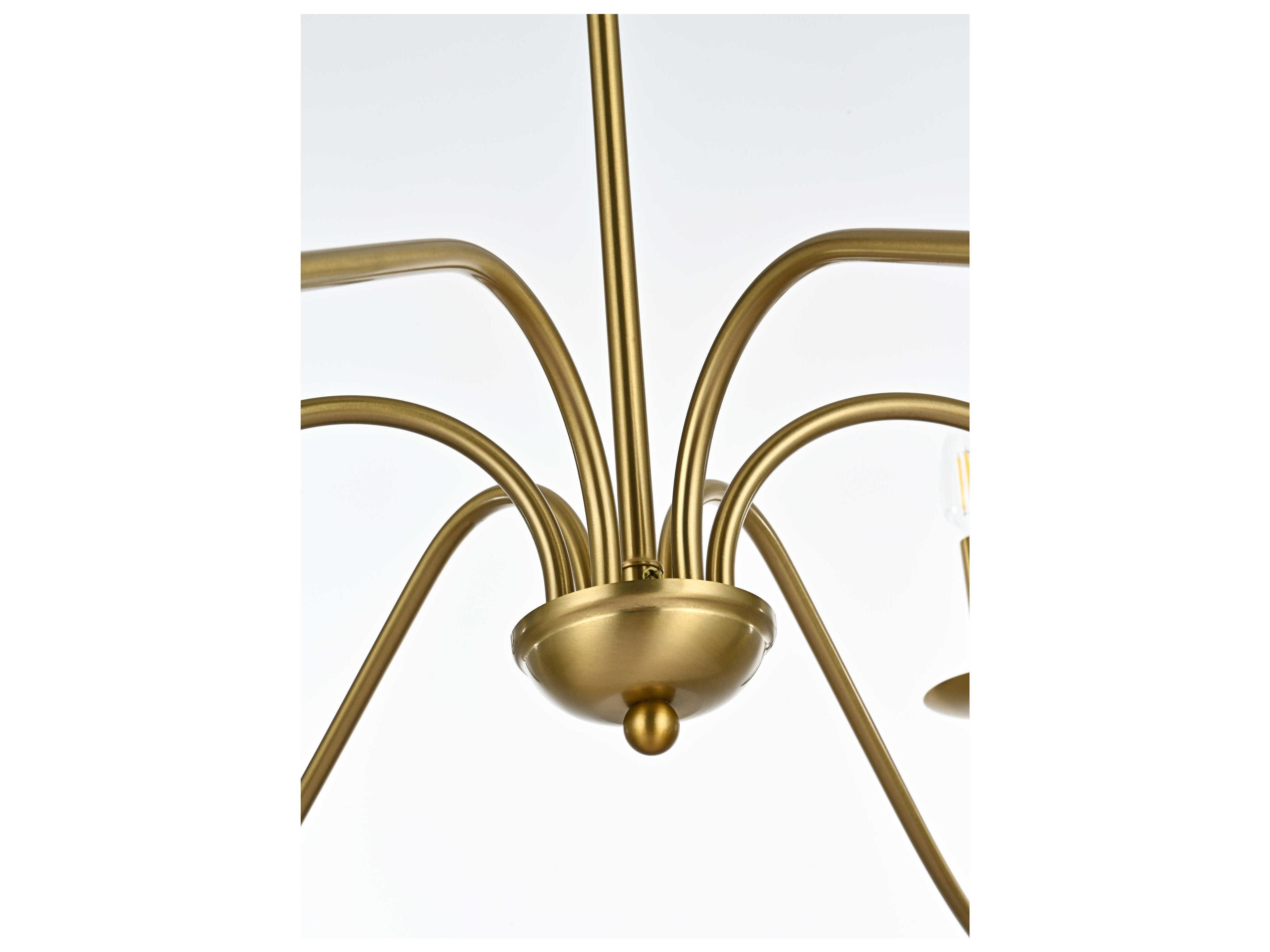 Elegant Lighting Rohan 6-Light Satin Gold Candelabra Chandelier