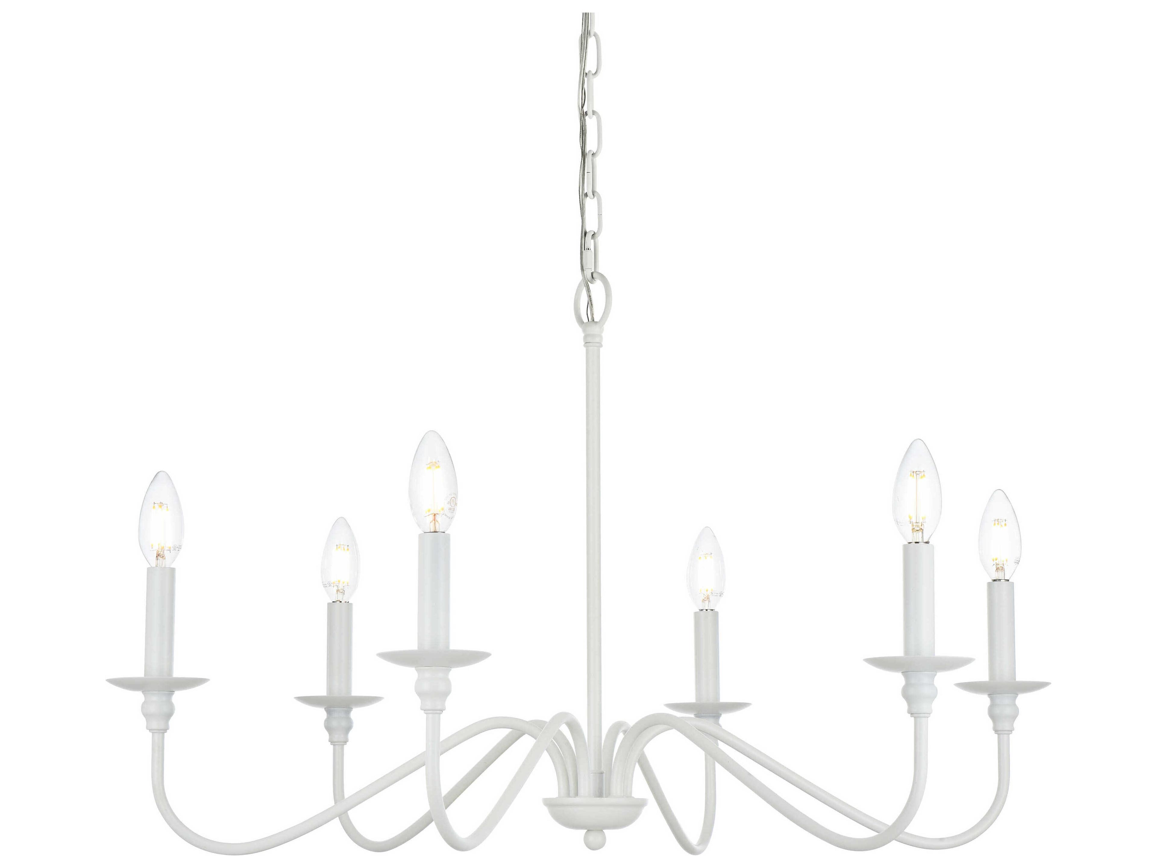Elegant Lighting Rohan 6-Light White Candelabra Chandelier