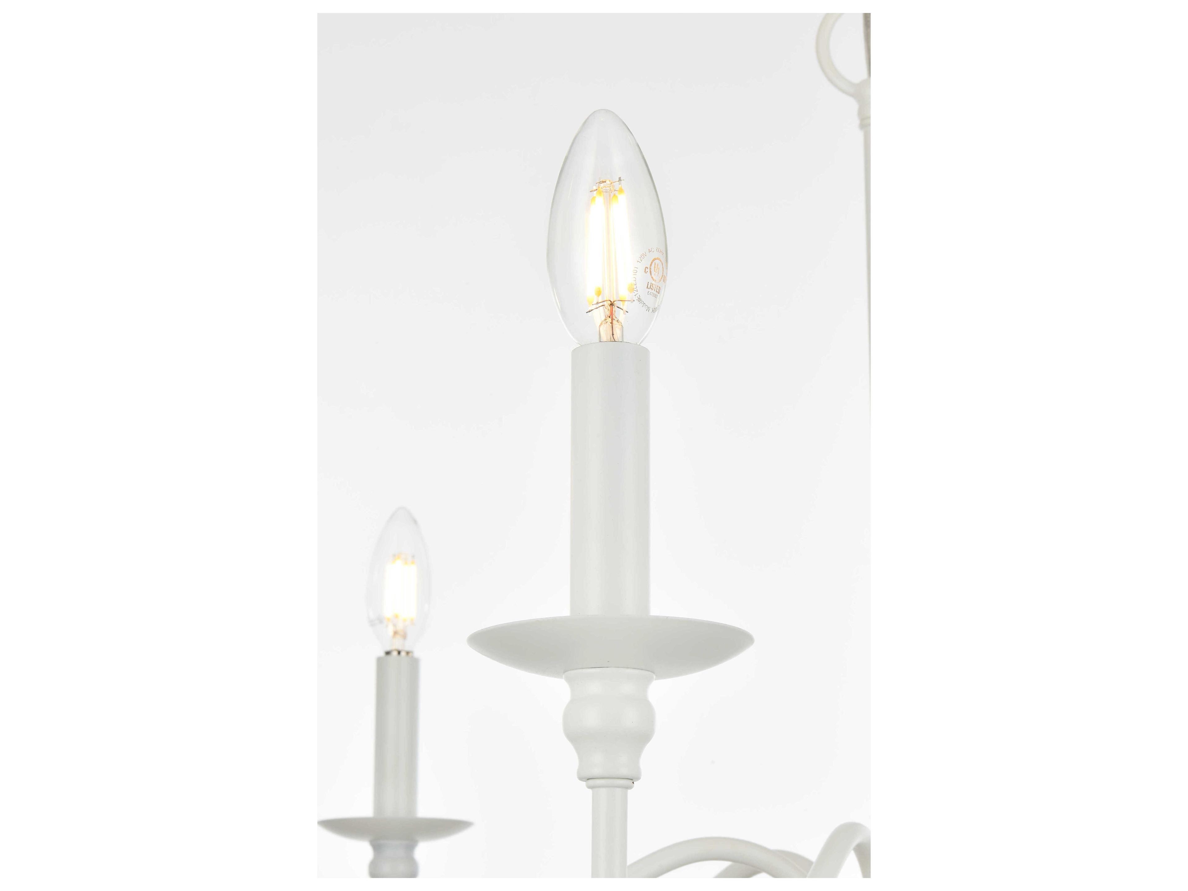 Elegant Lighting Rohan 6-Light White Candelabra Chandelier