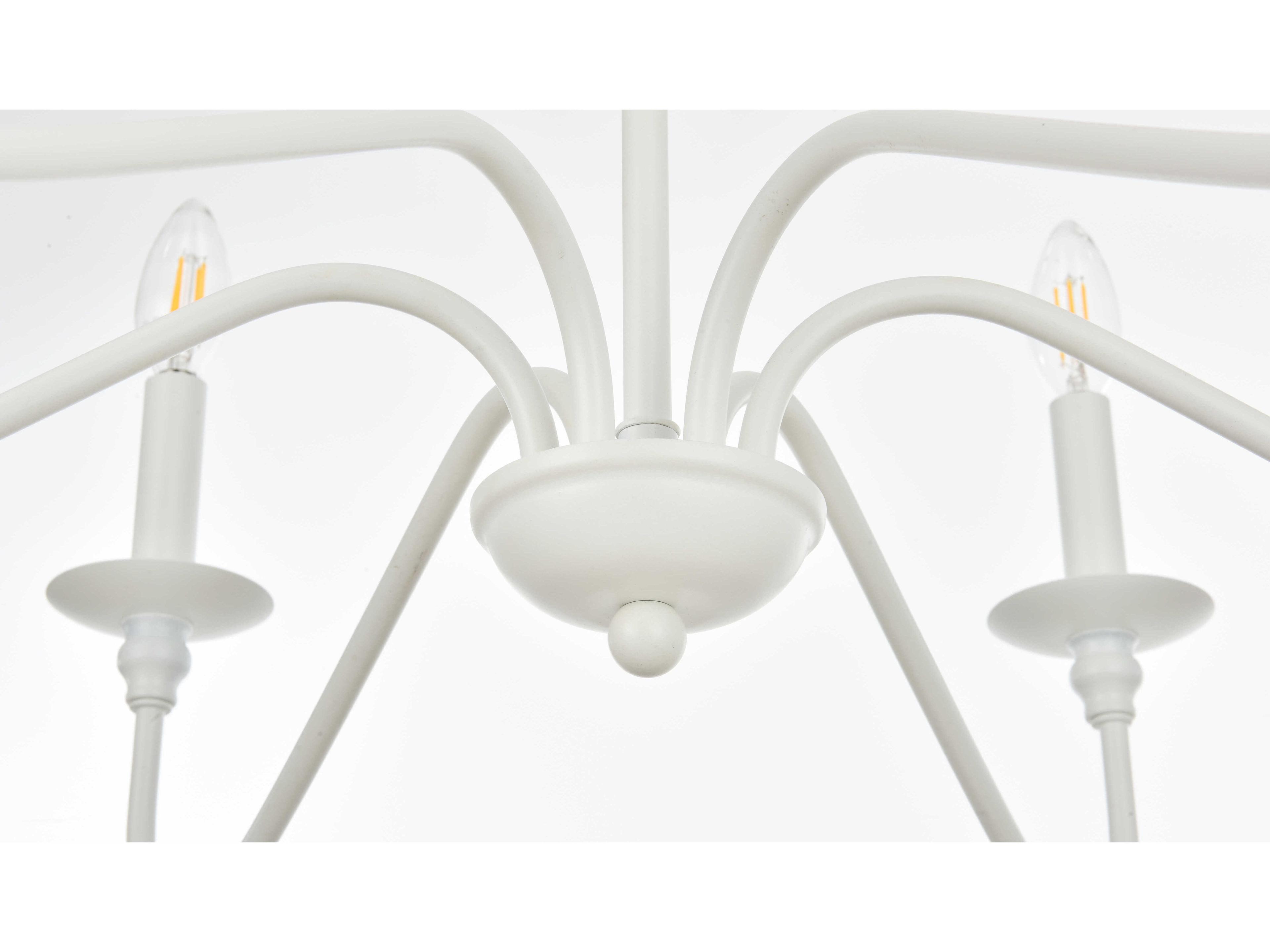 Elegant Lighting Rohan 6-Light White Candelabra Chandelier