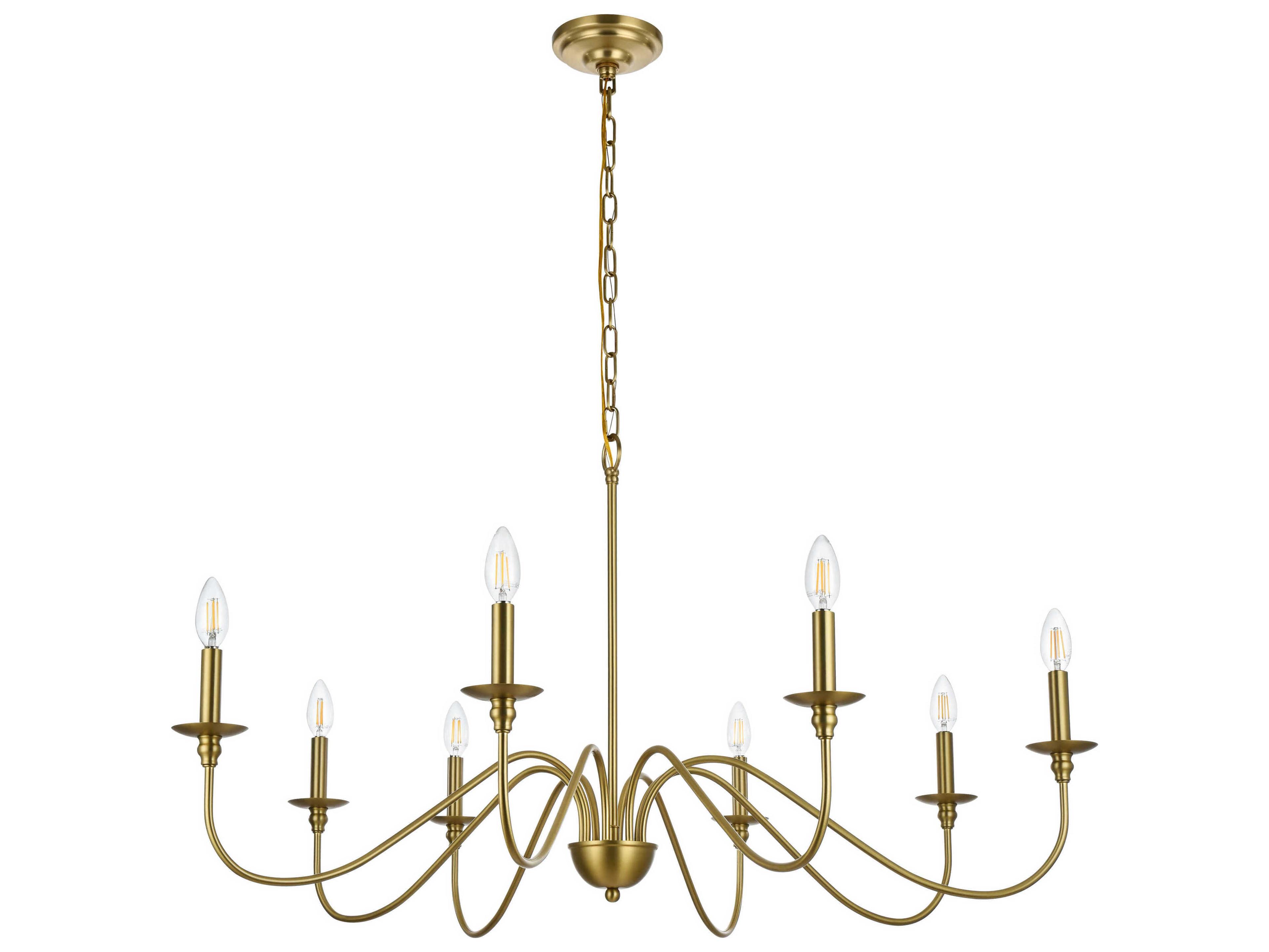 Elegant Lighting Rohan 8-Light Satin Gold Candelabra Chandelier