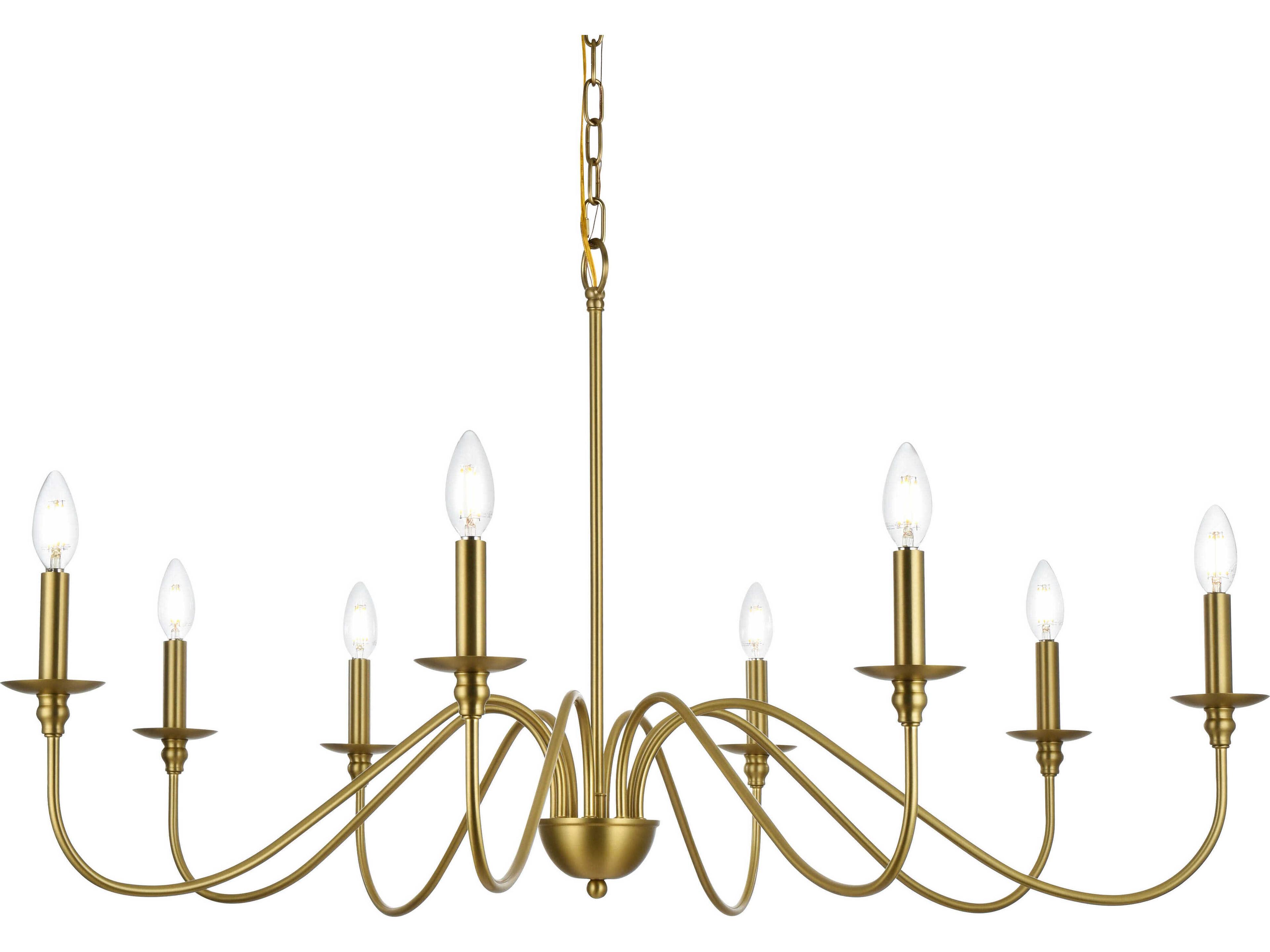 Elegant Lighting Rohan 8-Light Satin Gold Candelabra Chandelier