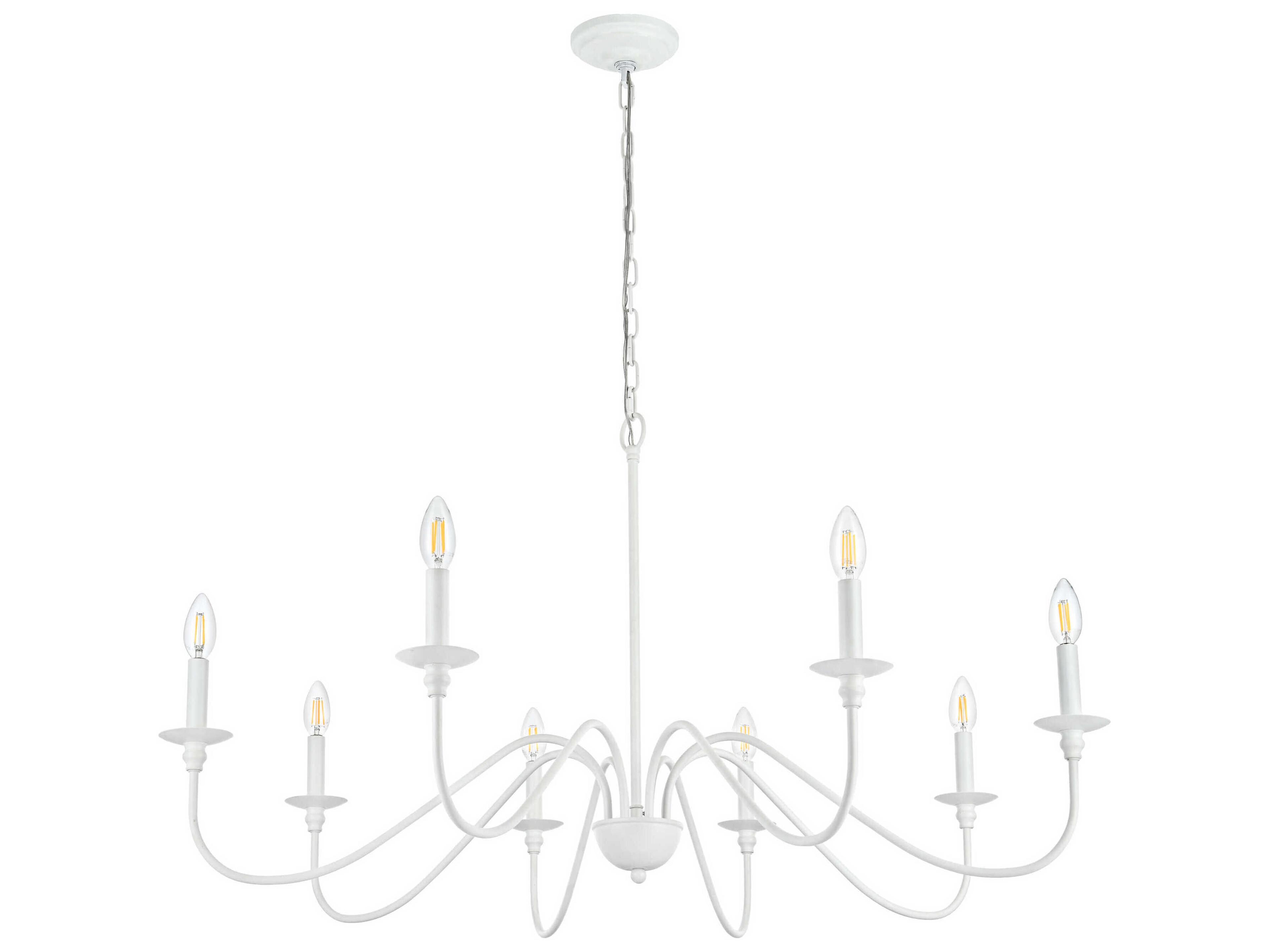 Elegant Lighting Rohan 8-Light White Candelabra Chandelier
