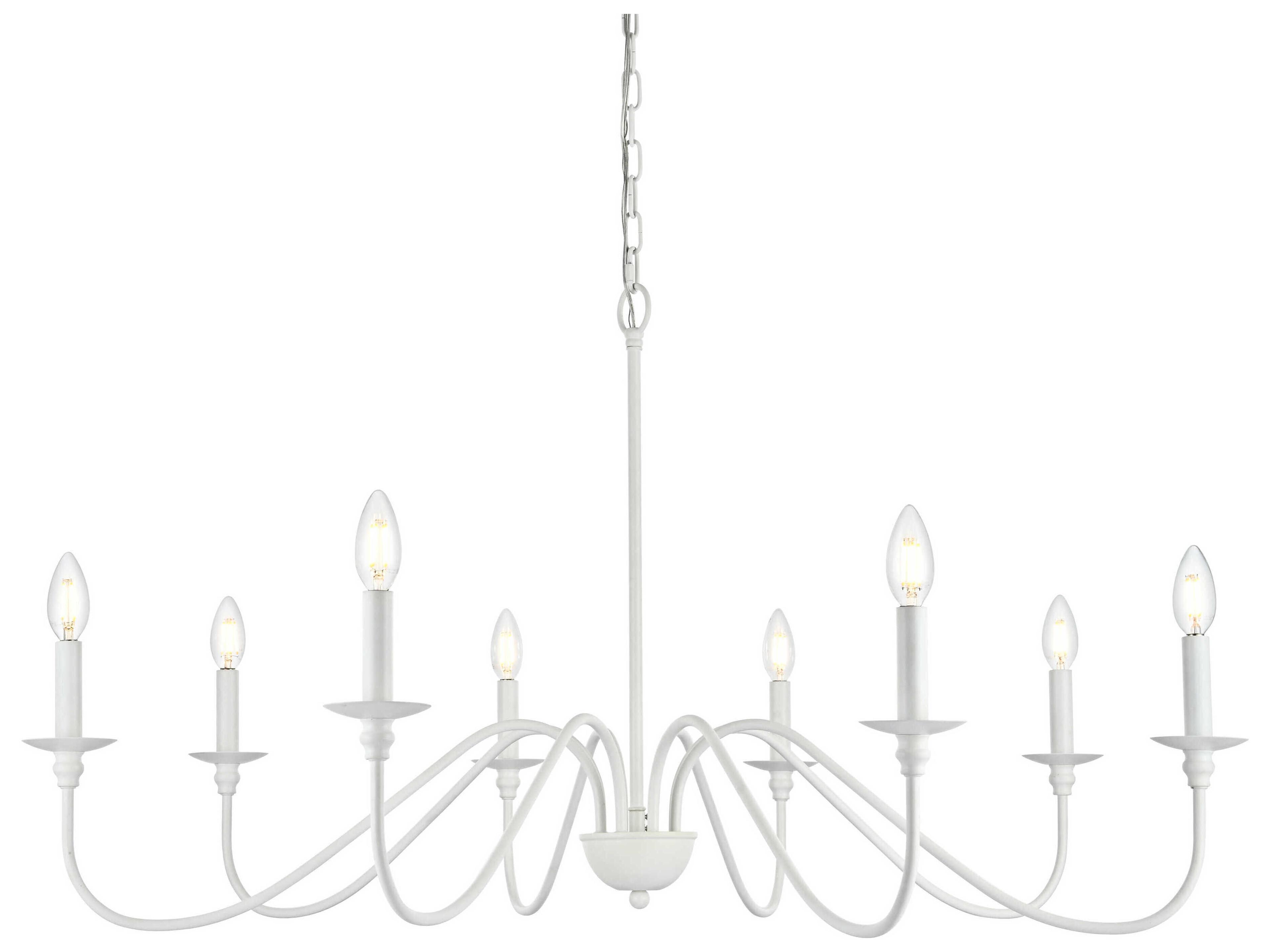 Elegant Lighting Rohan 8-Light White Candelabra Chandelier