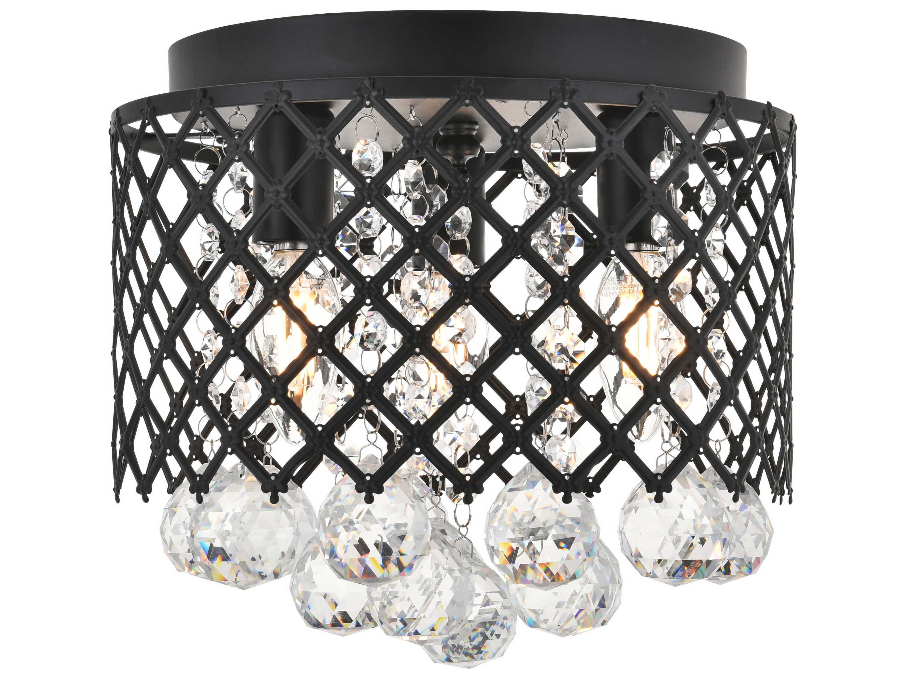 Elegant Lighting Tully 3-Light Chrome Crystal Drum Flush Mount