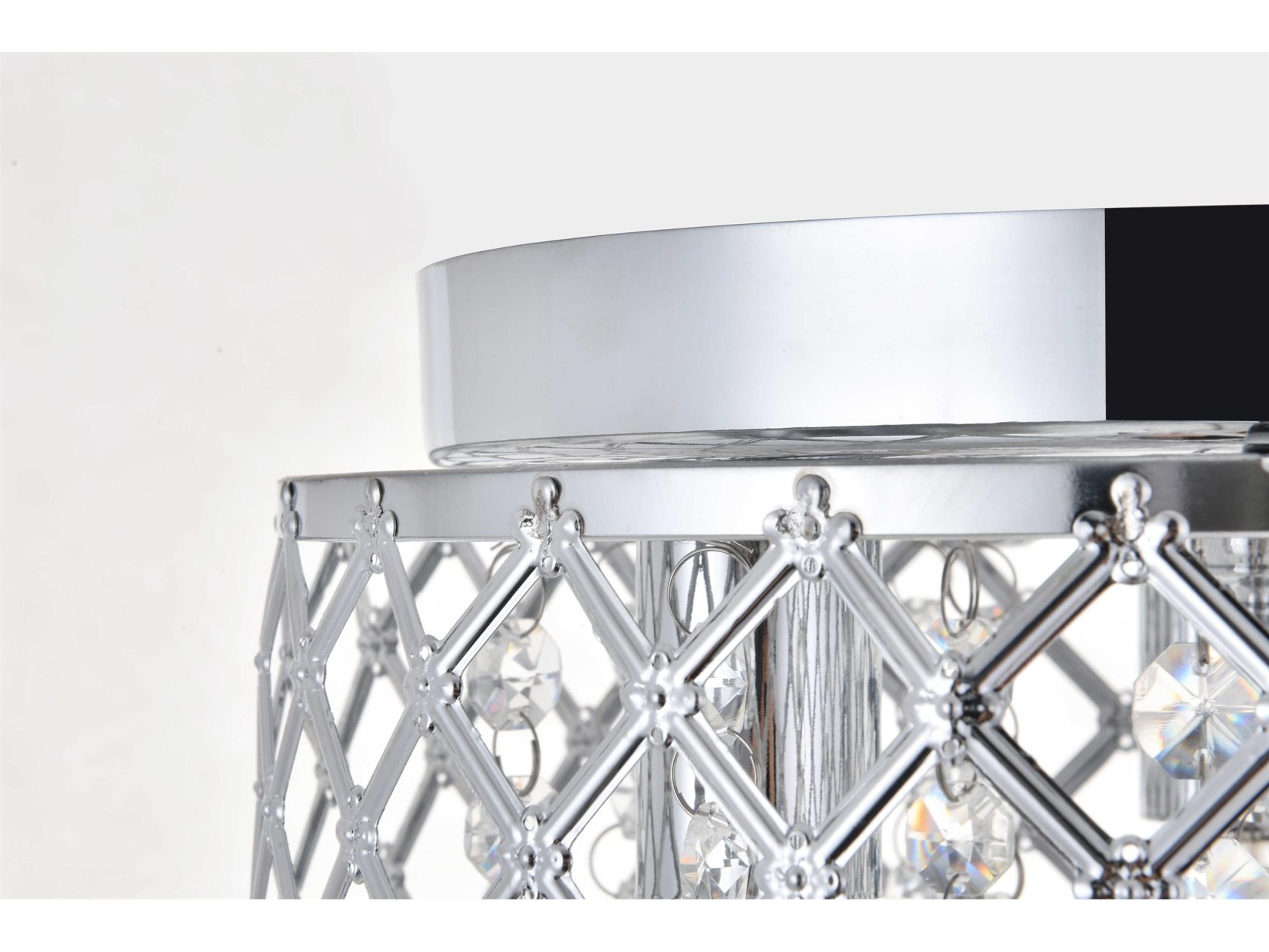 Elegant Lighting Tully 3-Light Chrome Crystal Drum Flush Mount