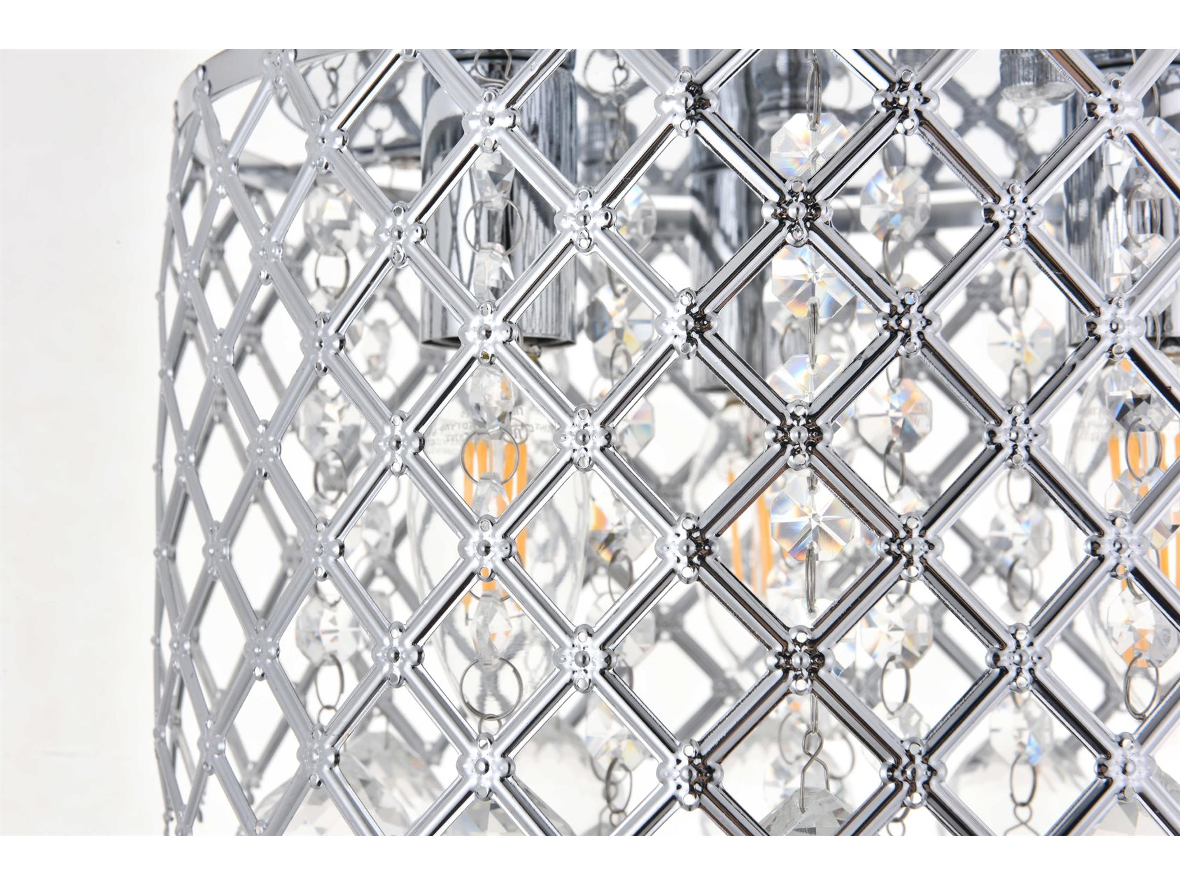 Elegant Lighting Tully 3-Light Chrome Crystal Drum Flush Mount