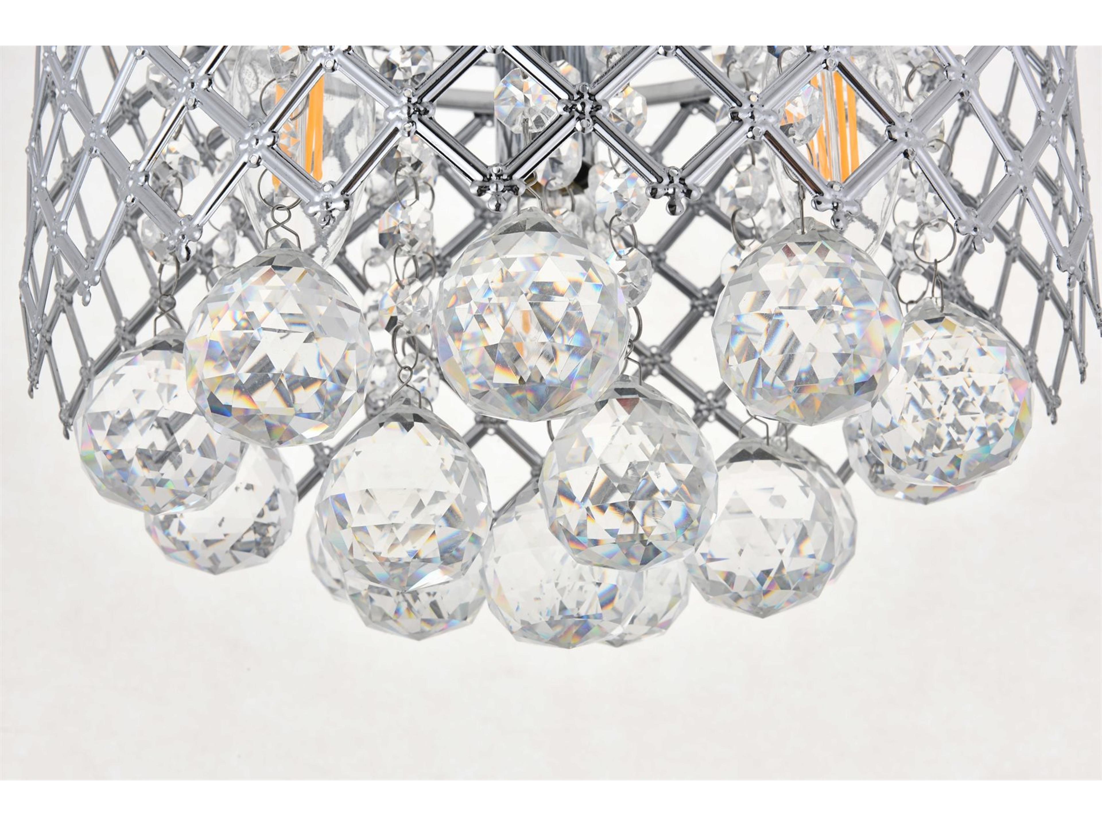 Elegant Lighting Tully 3-Light Chrome Crystal Drum Flush Mount
