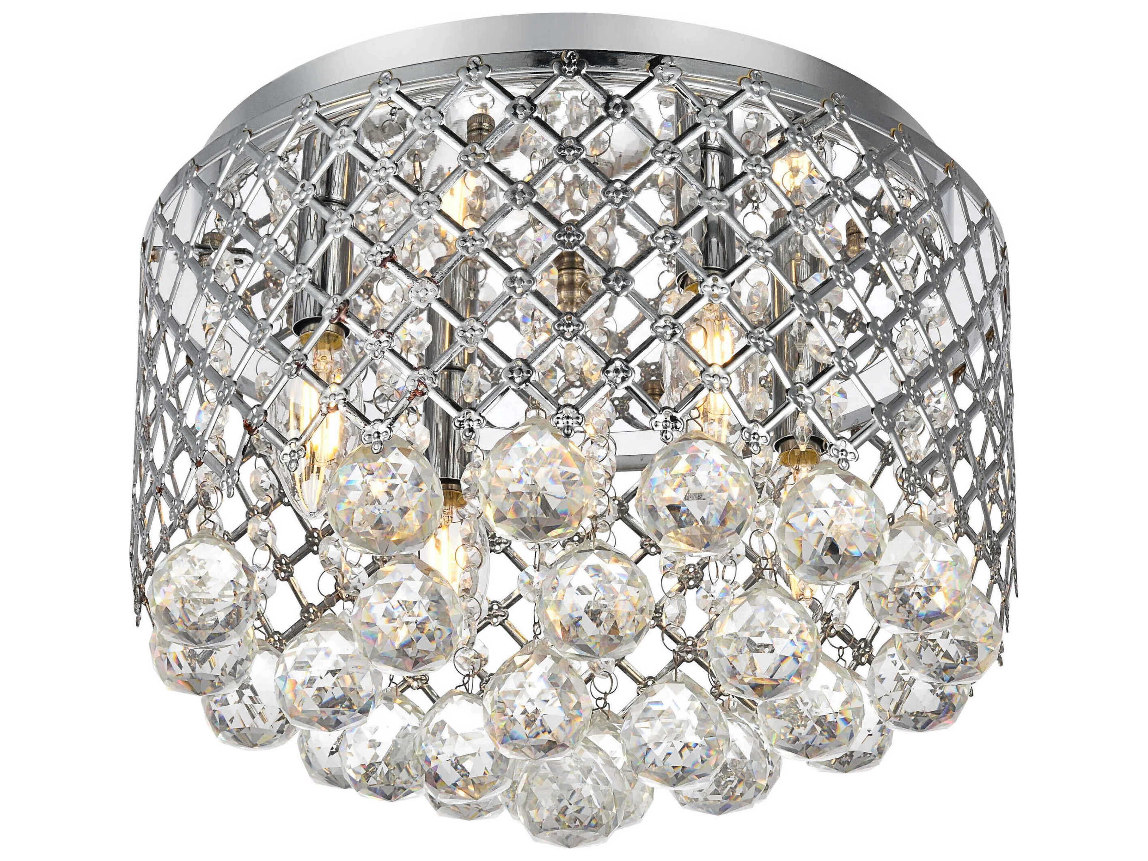 Elegant Lighting Tully 4-Light Chrome Crystal Flush Mount