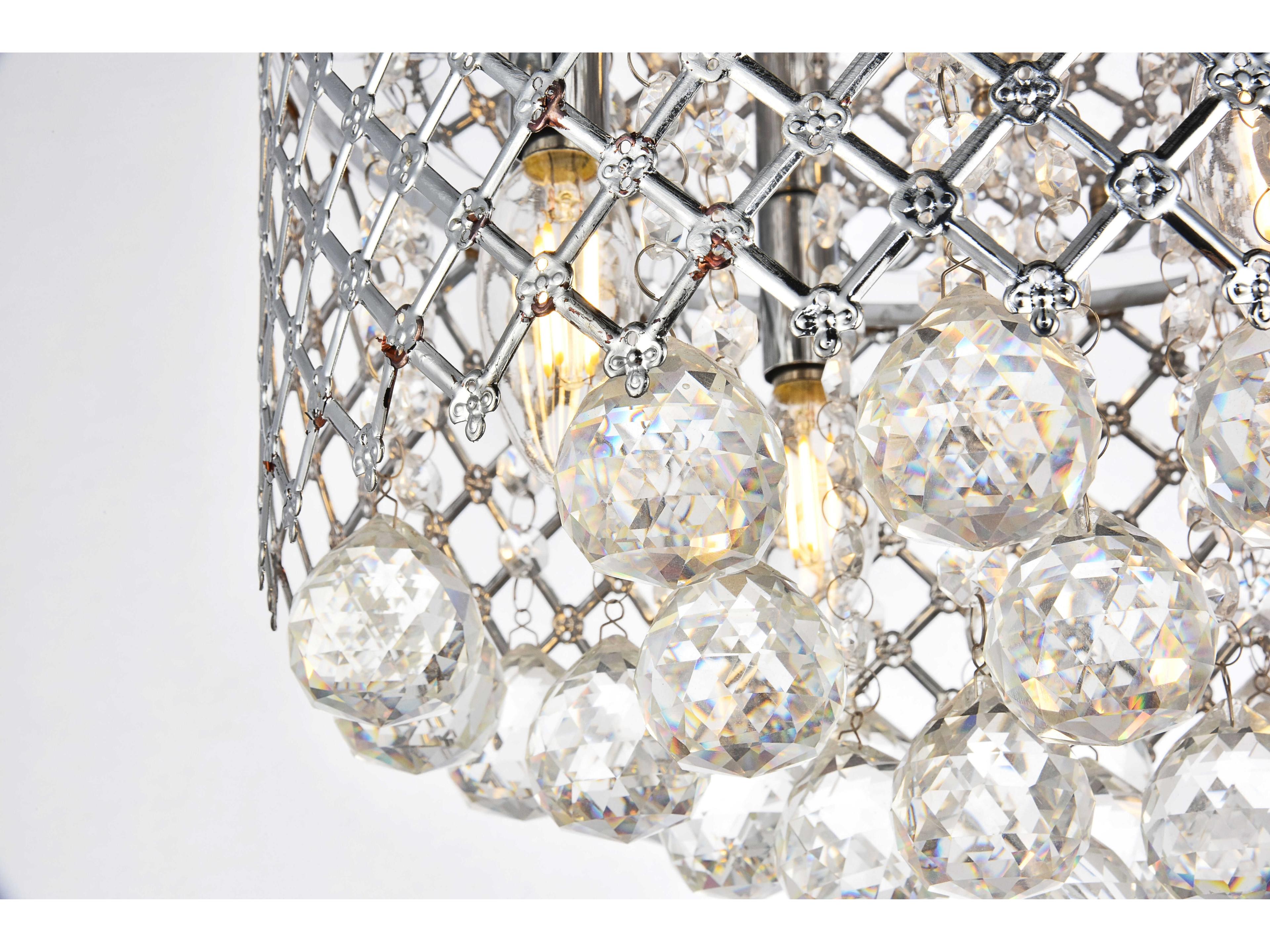 Elegant Lighting Tully 4-Light Chrome Crystal Flush Mount