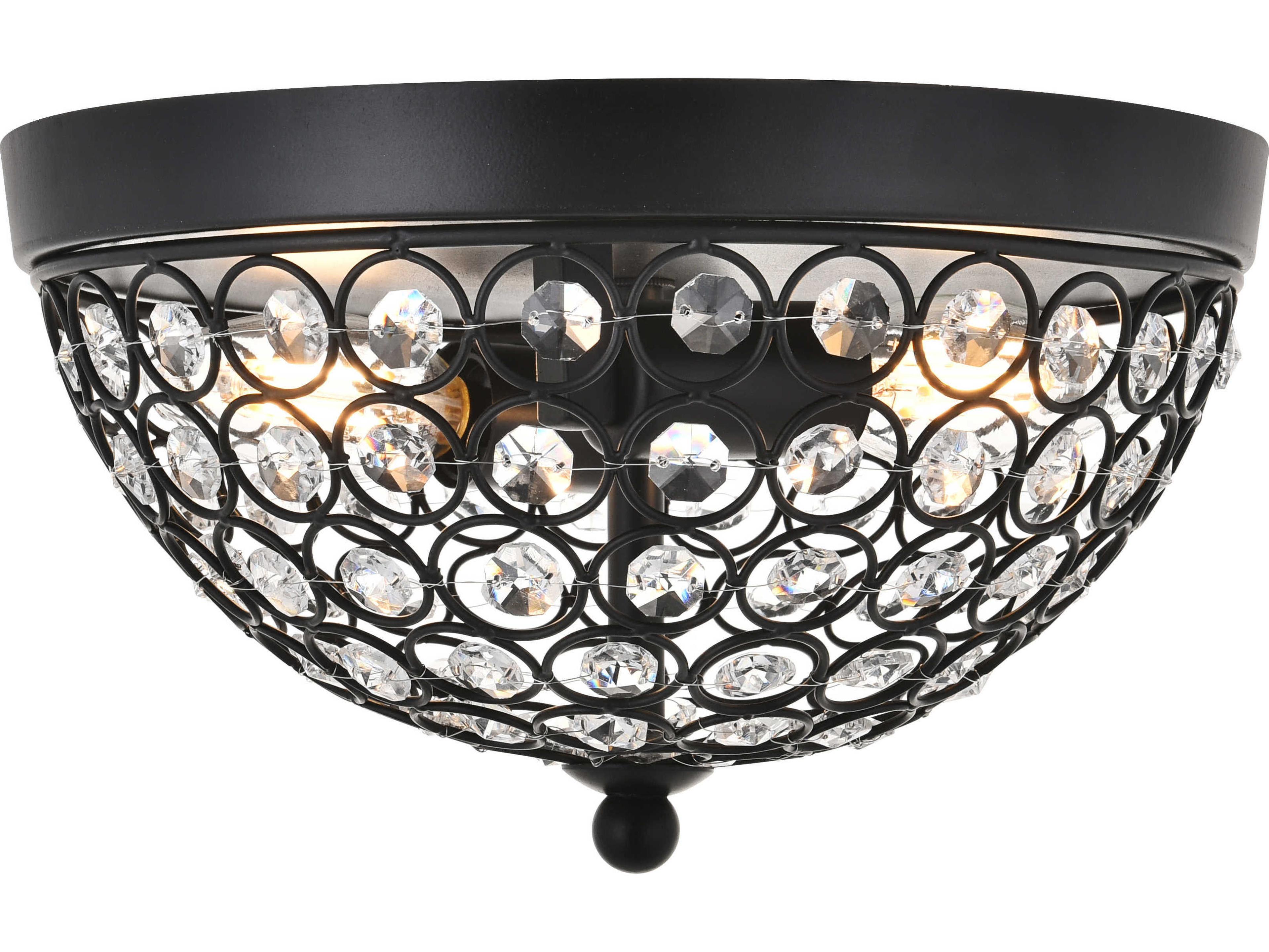 Elegant Lighting Taye 2-Light Chrome Crystal Bowl Flush Mount