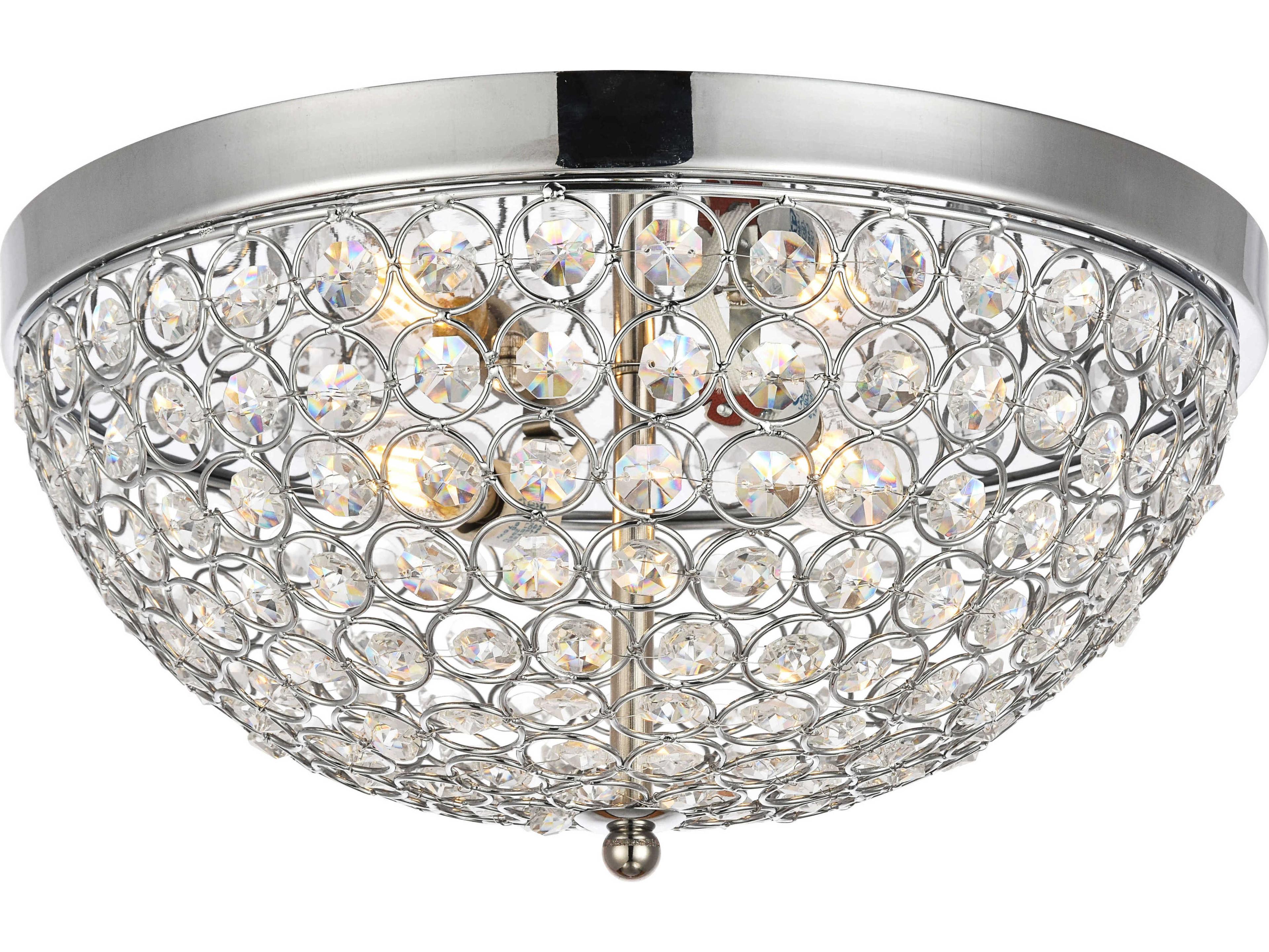 Taye 3-Light Chrome Crystal Bowl Flush Mount