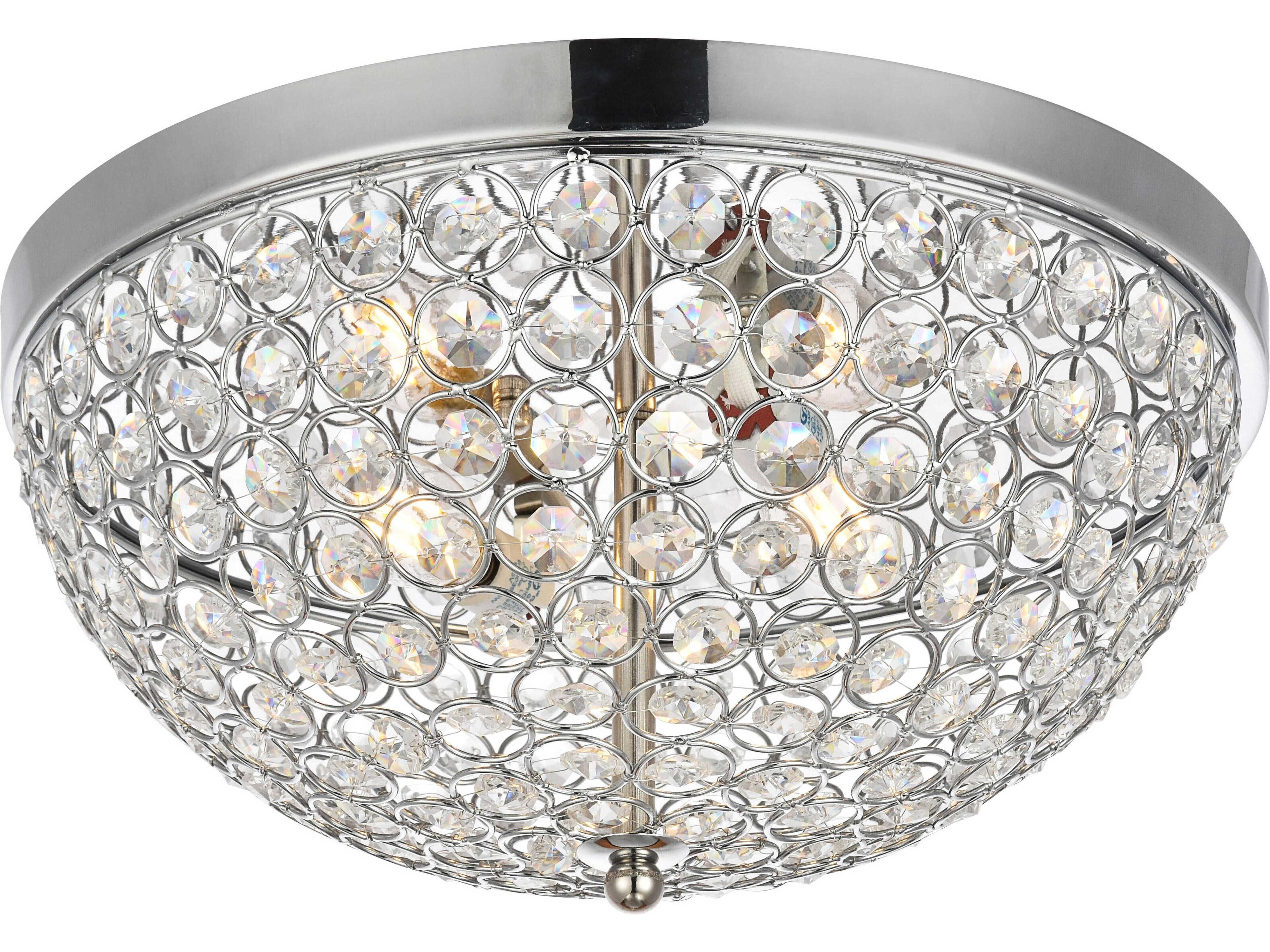 Elegant Lighting Taye 3-Light Chrome Crystal Bowl Flush Mount
