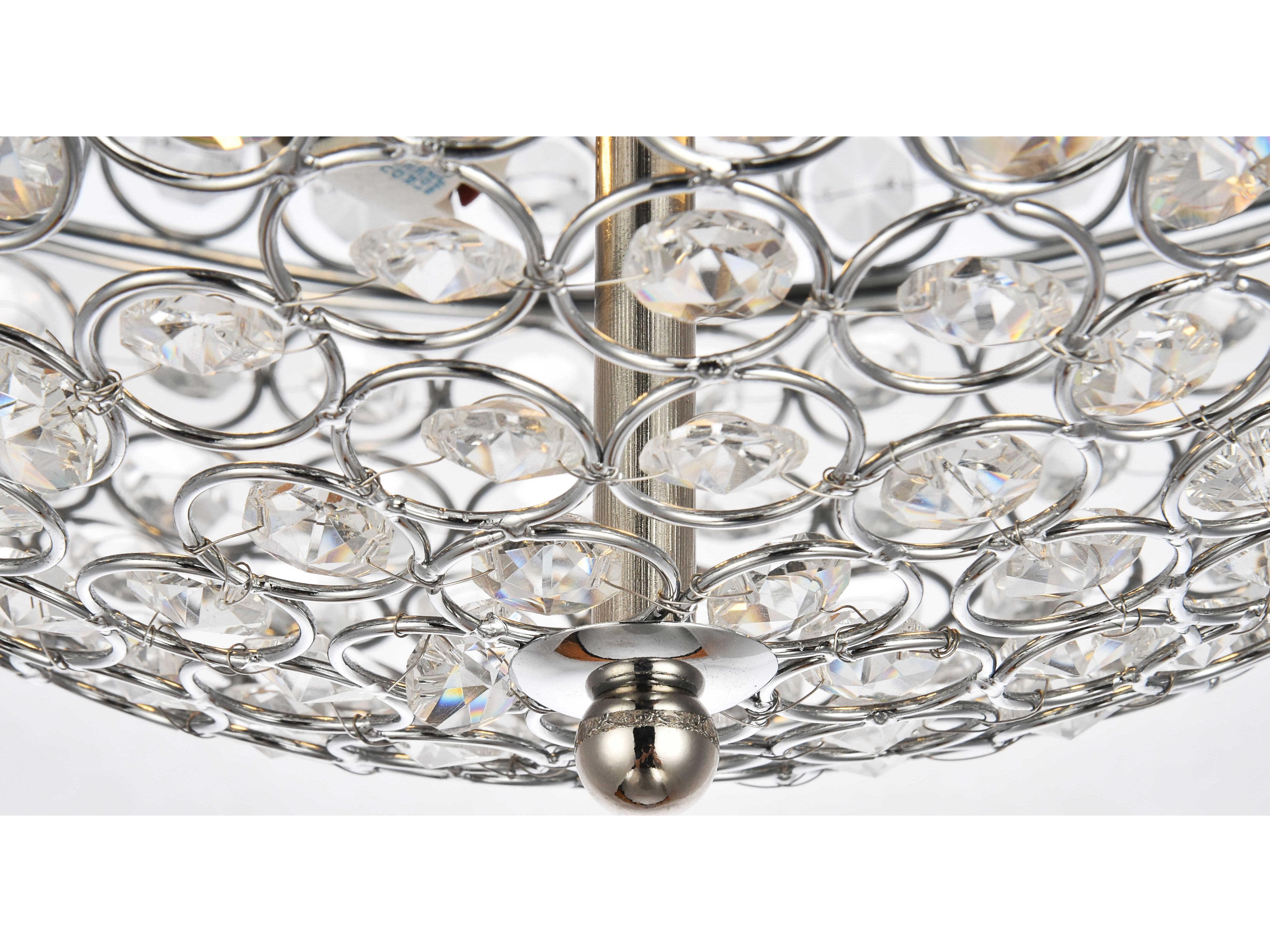 Elegant Lighting Taye 3-Light Chrome Crystal Bowl Flush Mount