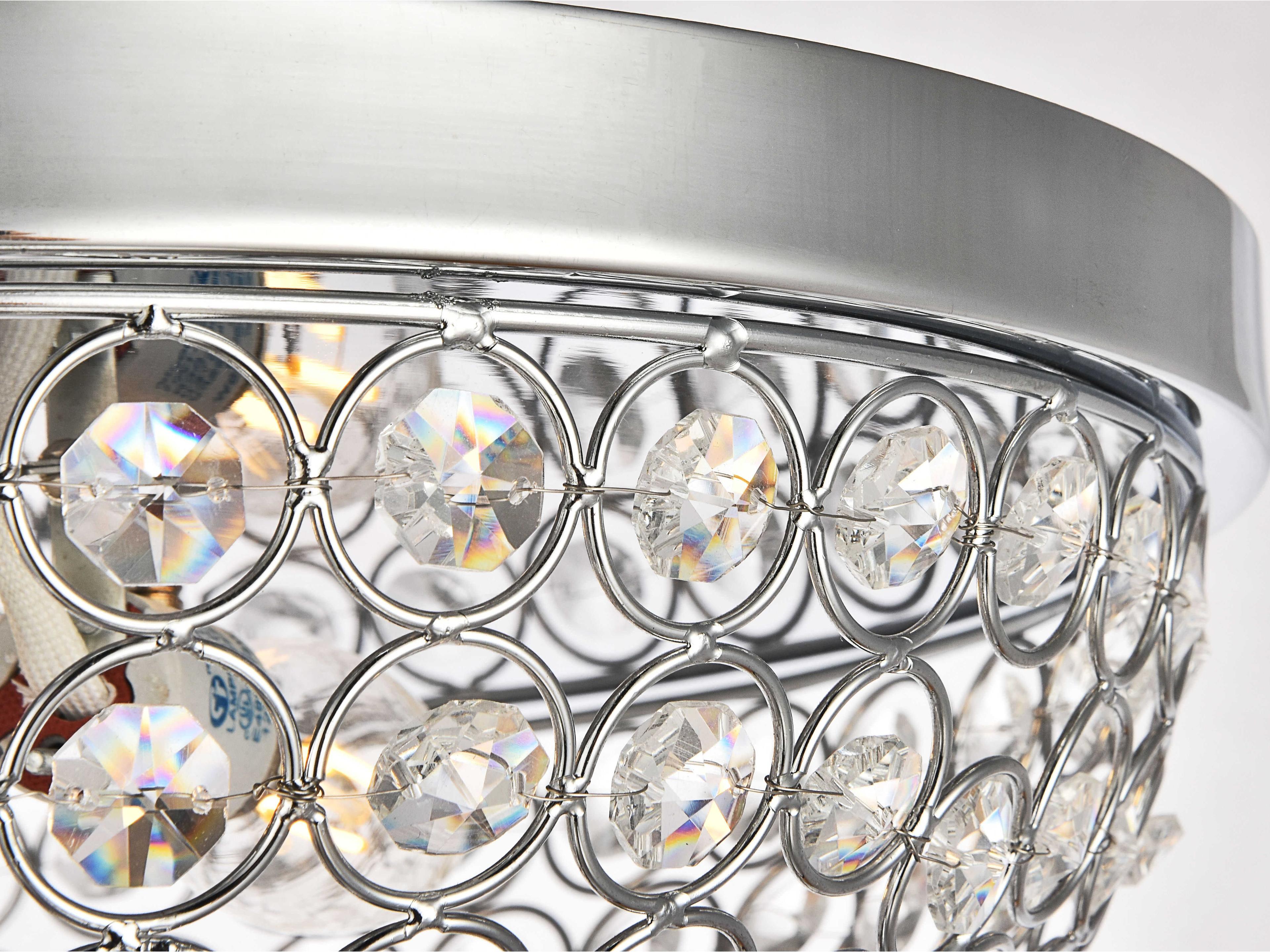 Elegant Lighting Taye 3-Light Chrome Crystal Bowl Flush Mount