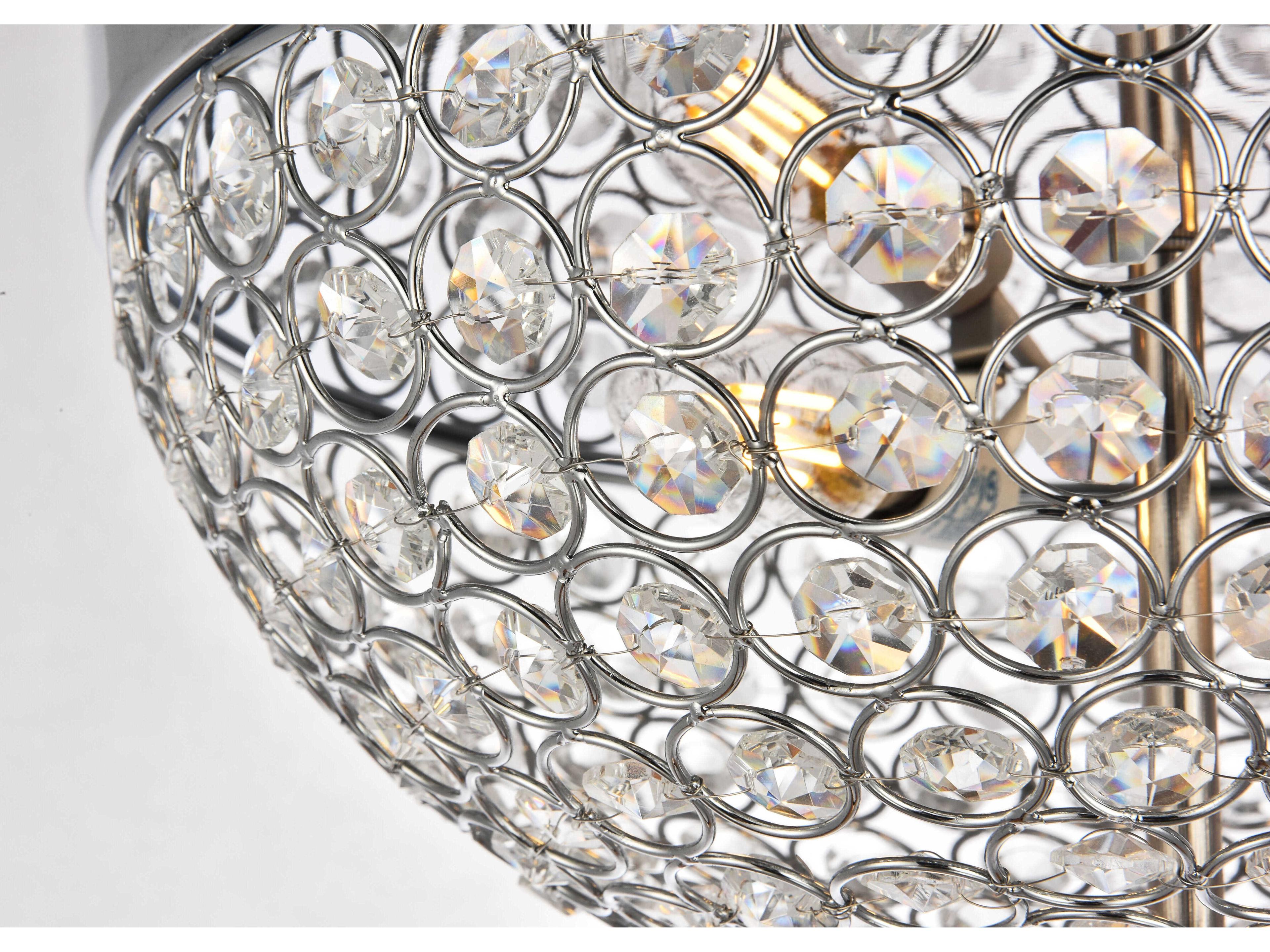 Elegant Lighting Taye 3-Light Chrome Crystal Bowl Flush Mount