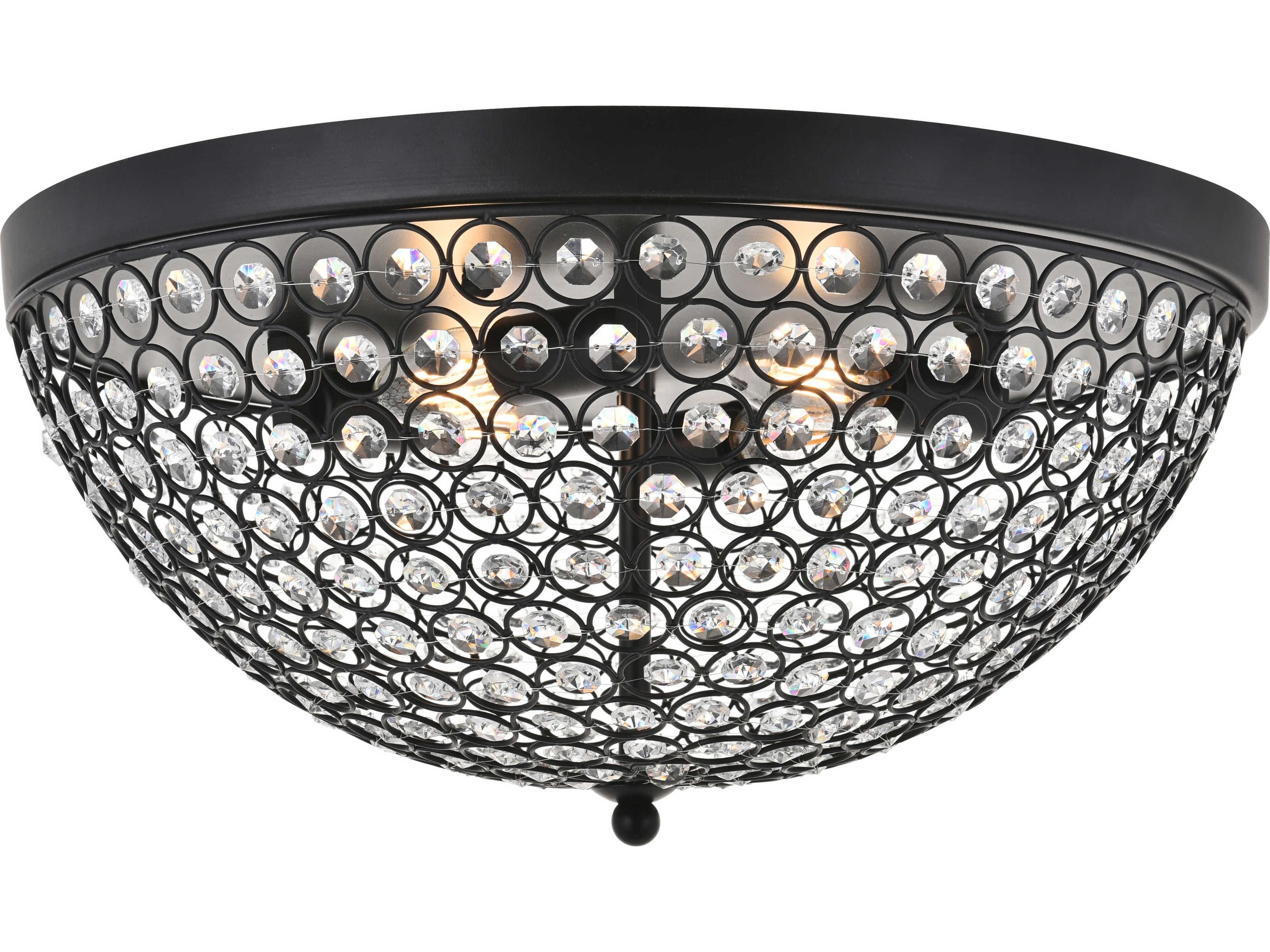 Elegant Lighting Taye 4-Light Chrome Crystal Bowl Flush Mount