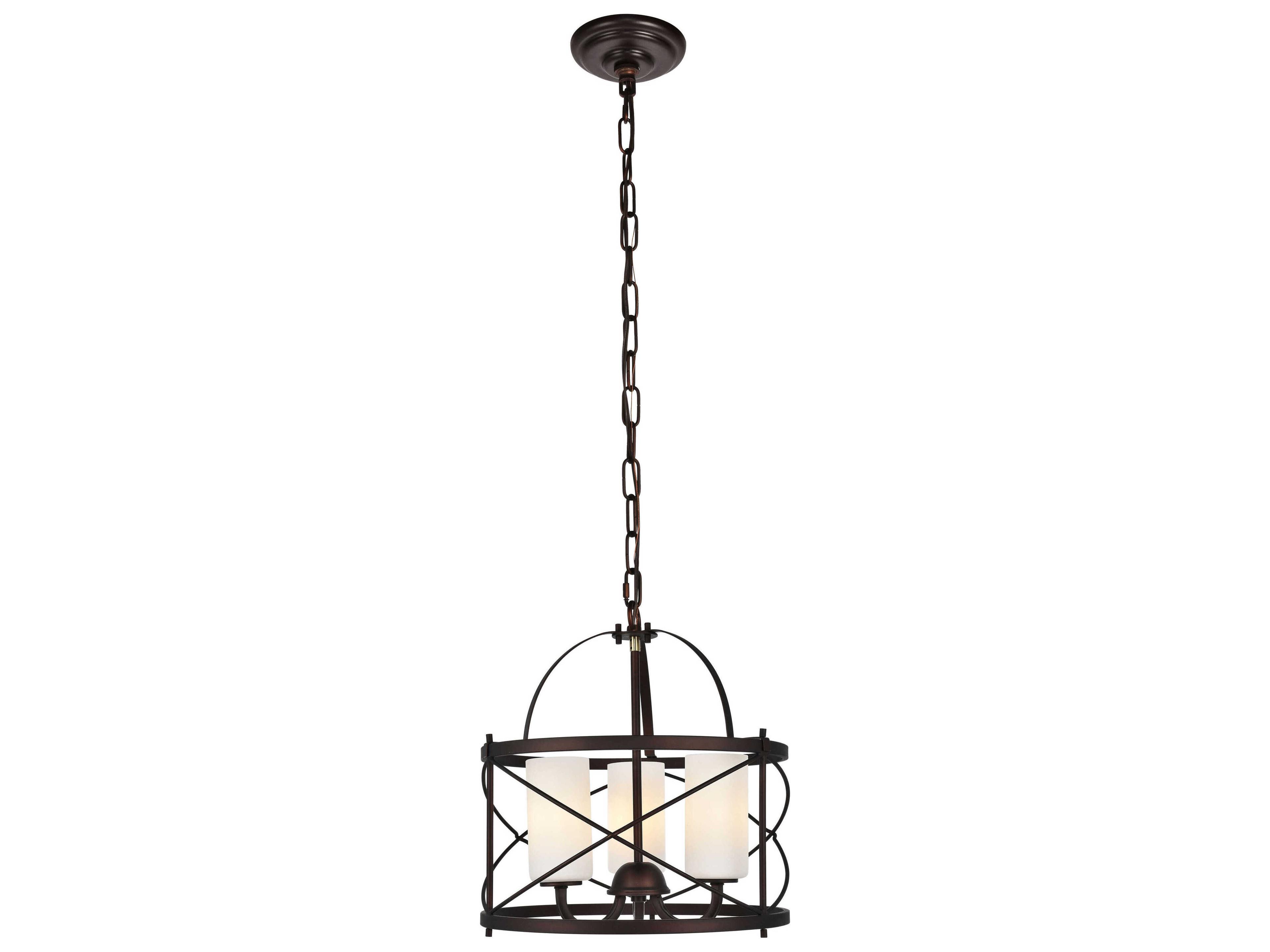 Wren 3-Light Dark Copper Brown Glass Cylinder Chandelier