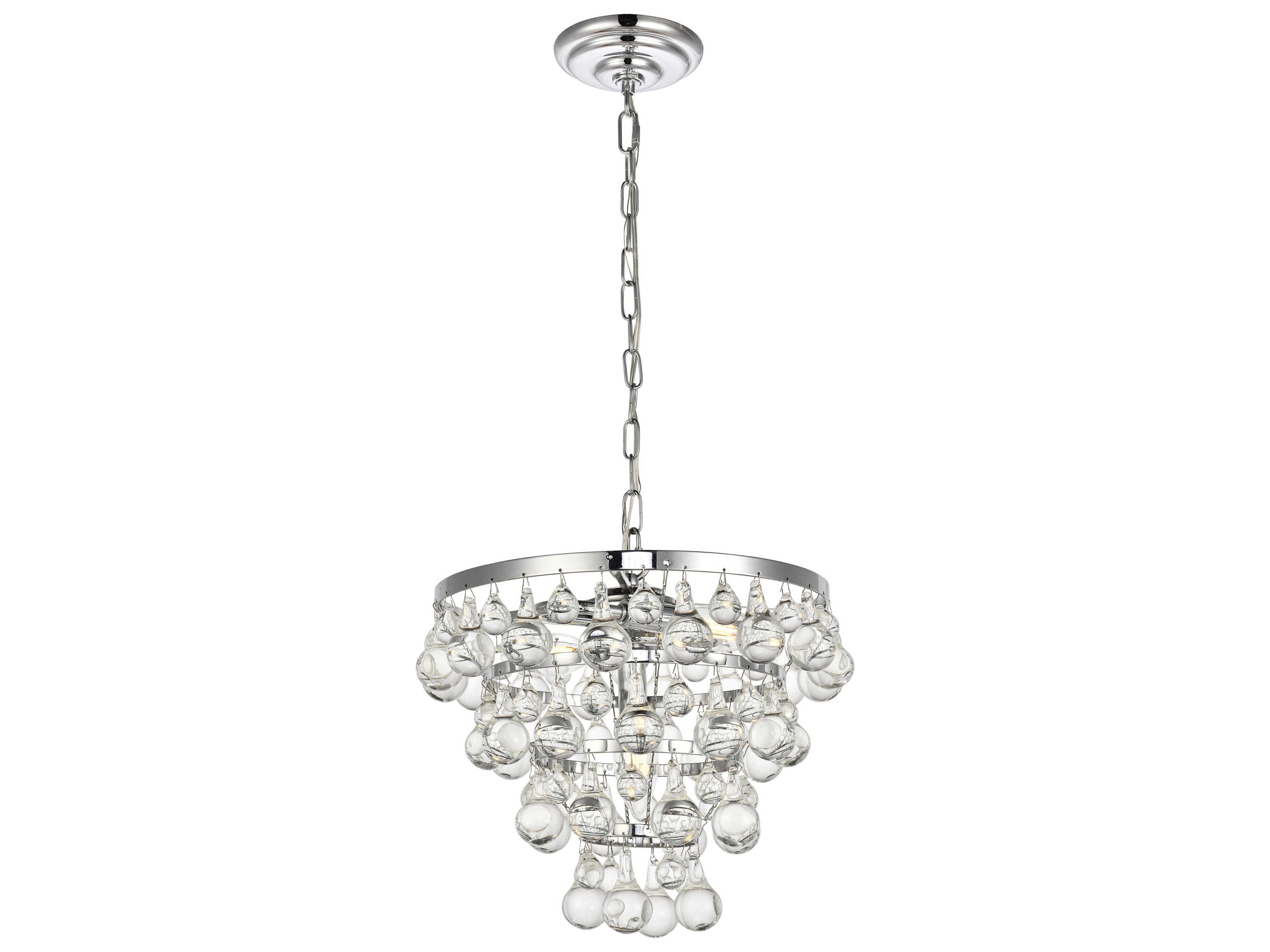 Kora 3-Light Chrome Crystal Tiered Pendant