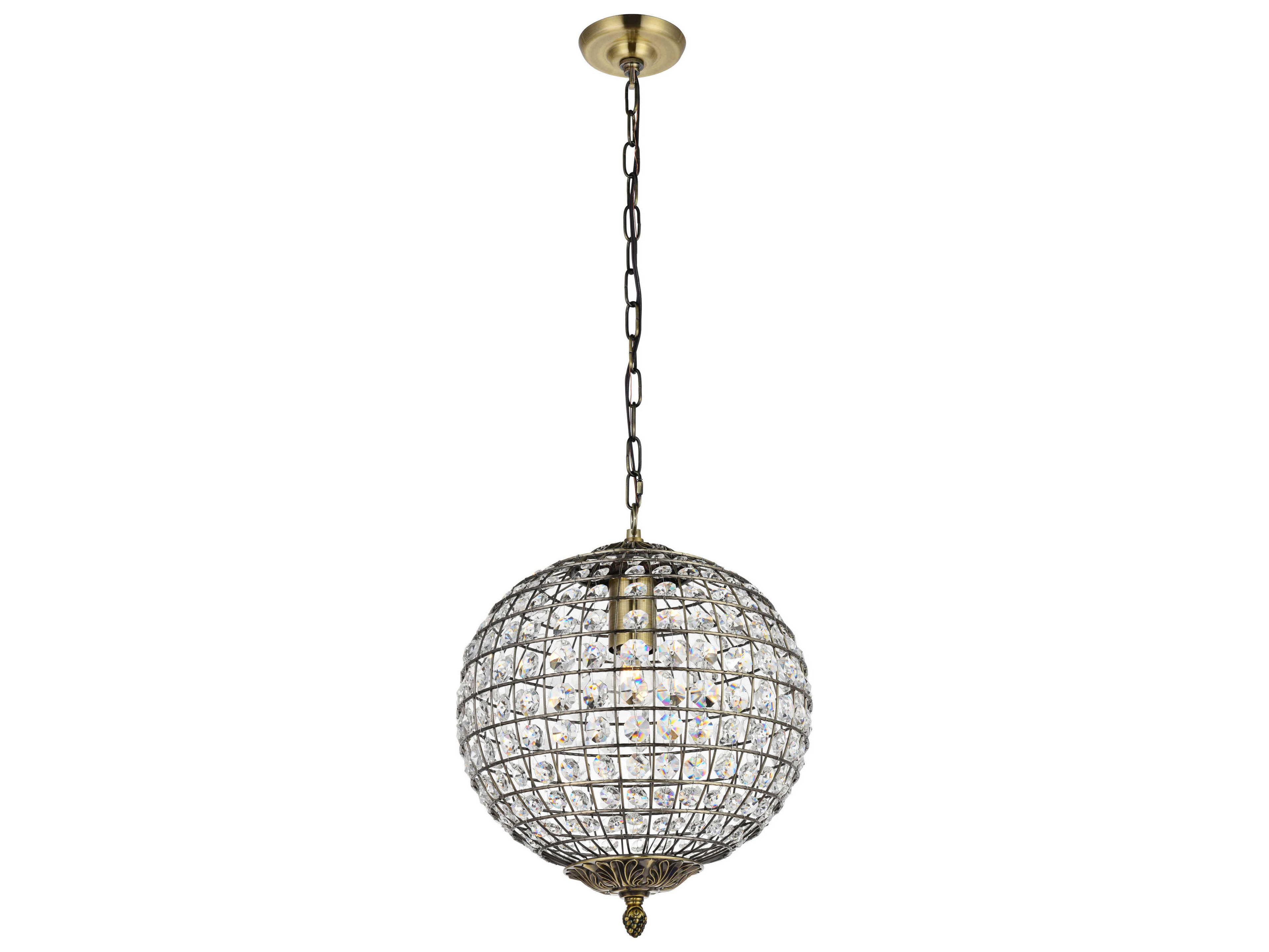 Elegant Lighting Earlene 1-Light Antique Bronze Crystal Globe Mini Pendant